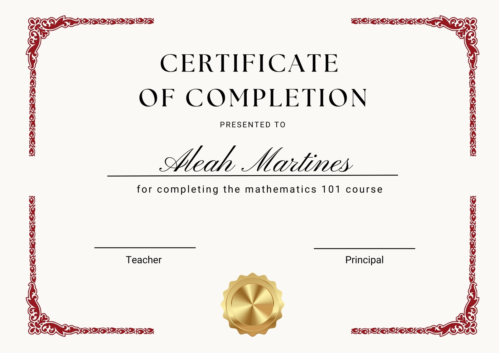 Blank Certificate Of Completion Template Free Printable