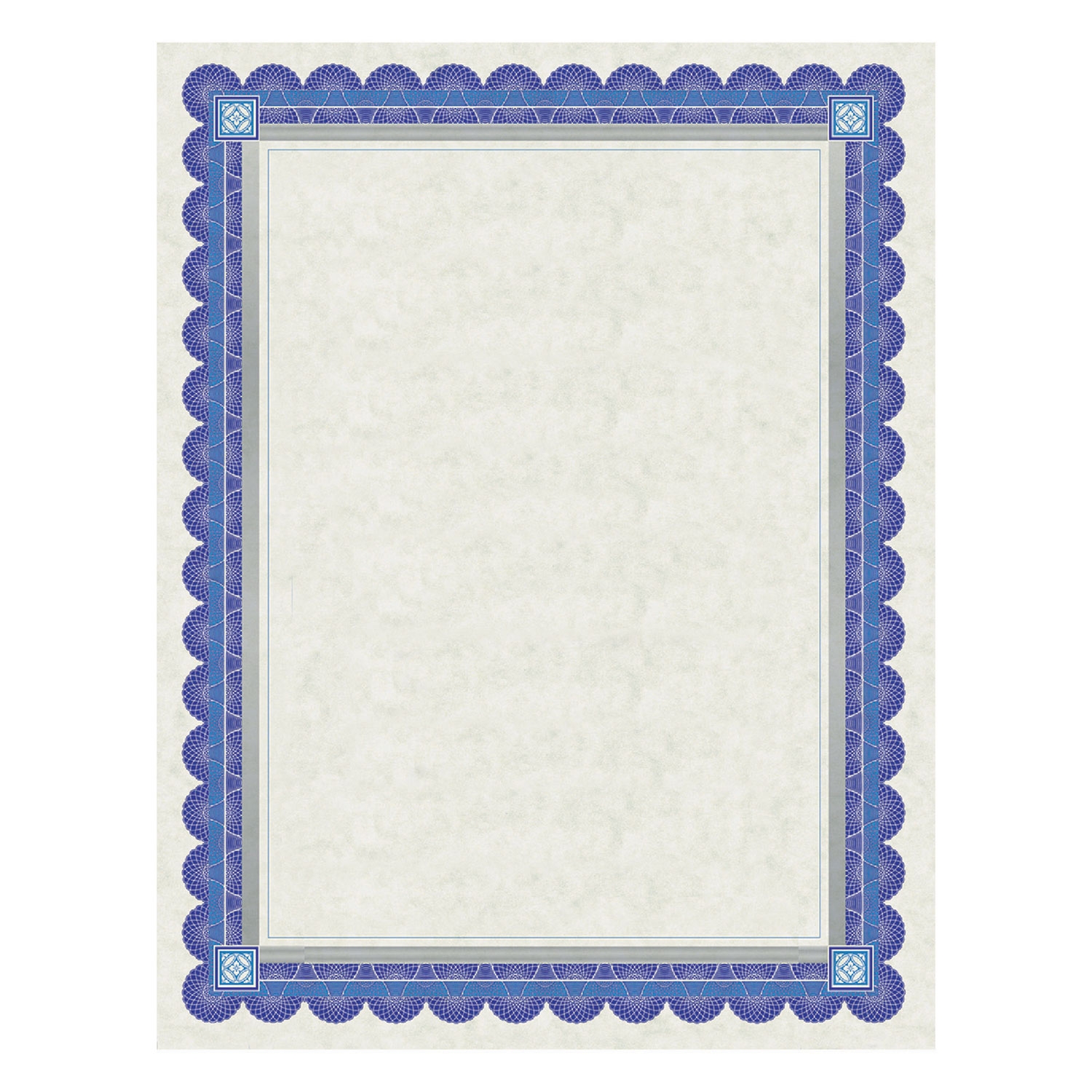 Parchment Certificates Academic 8 5 X 11 Ivory With Blue Silver Foil Border 15 Pack ASE Direct