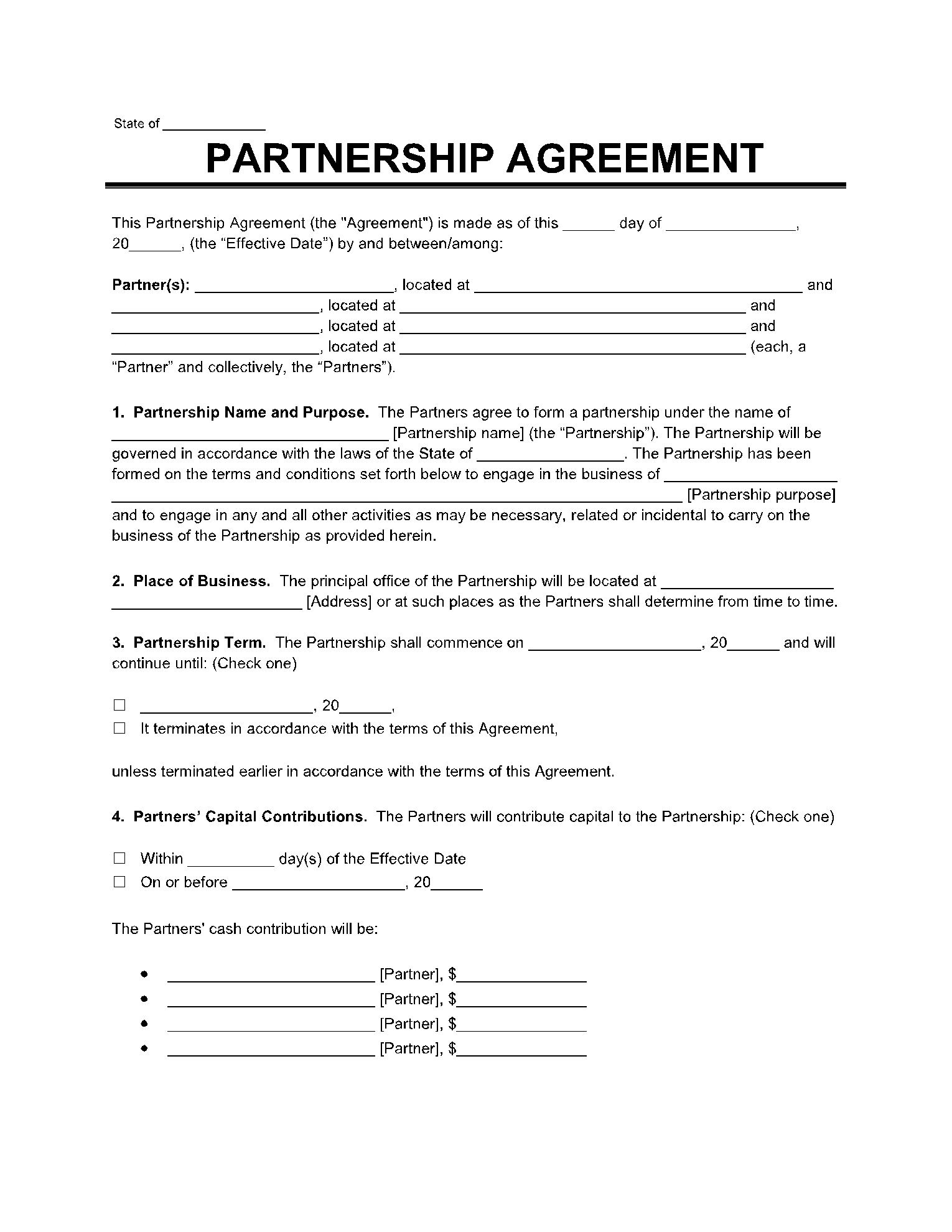 Partnership Agreement Template In 2021 Free Download