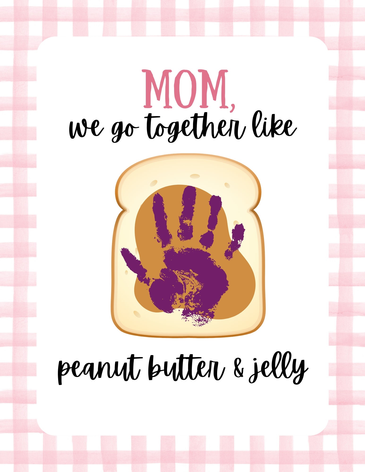 Peanut Butter Jelly Handprint Template Etsy