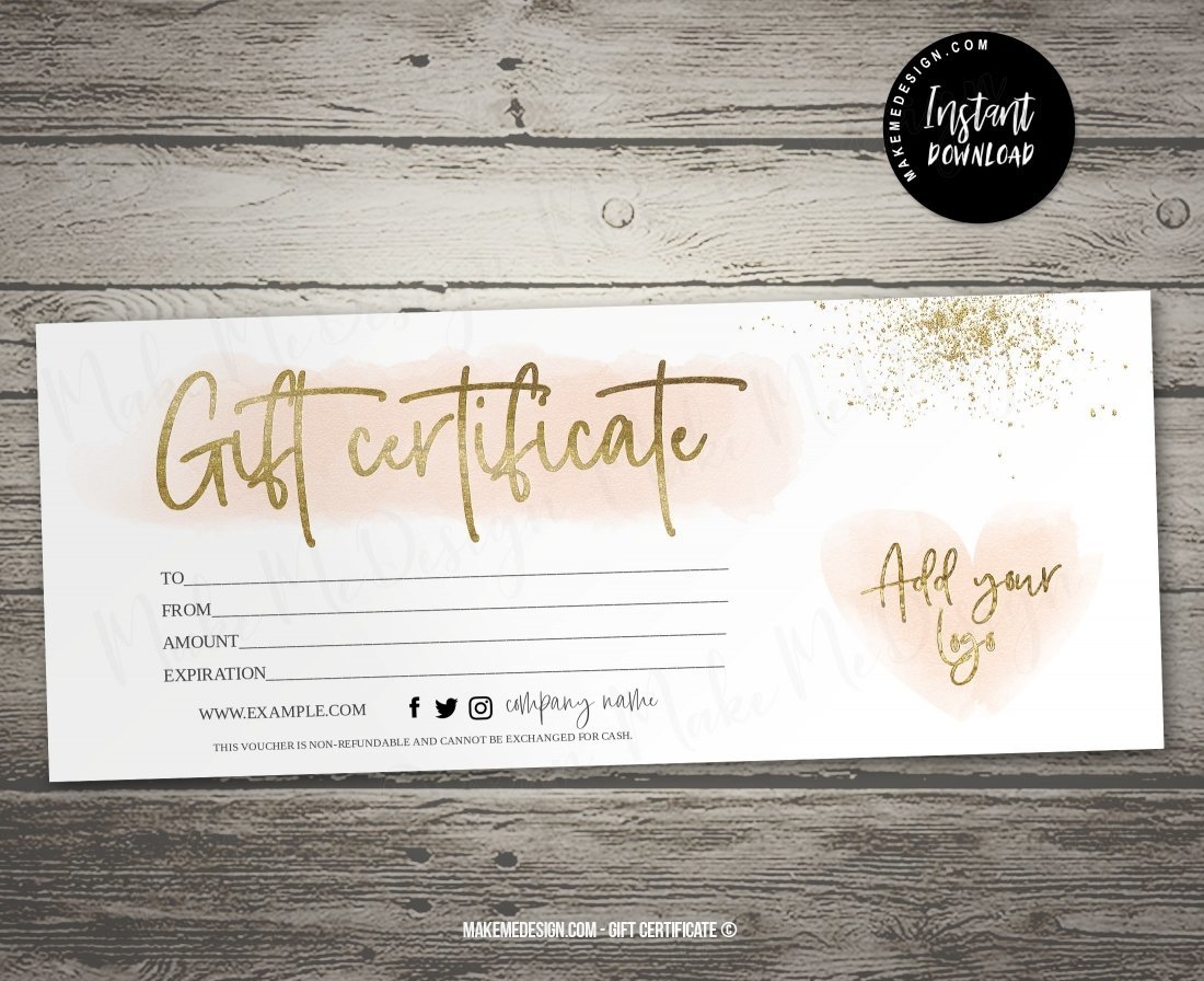 Pink Gold Gift Certificate Modern Gift Certificate Templates MakeMeDesign
