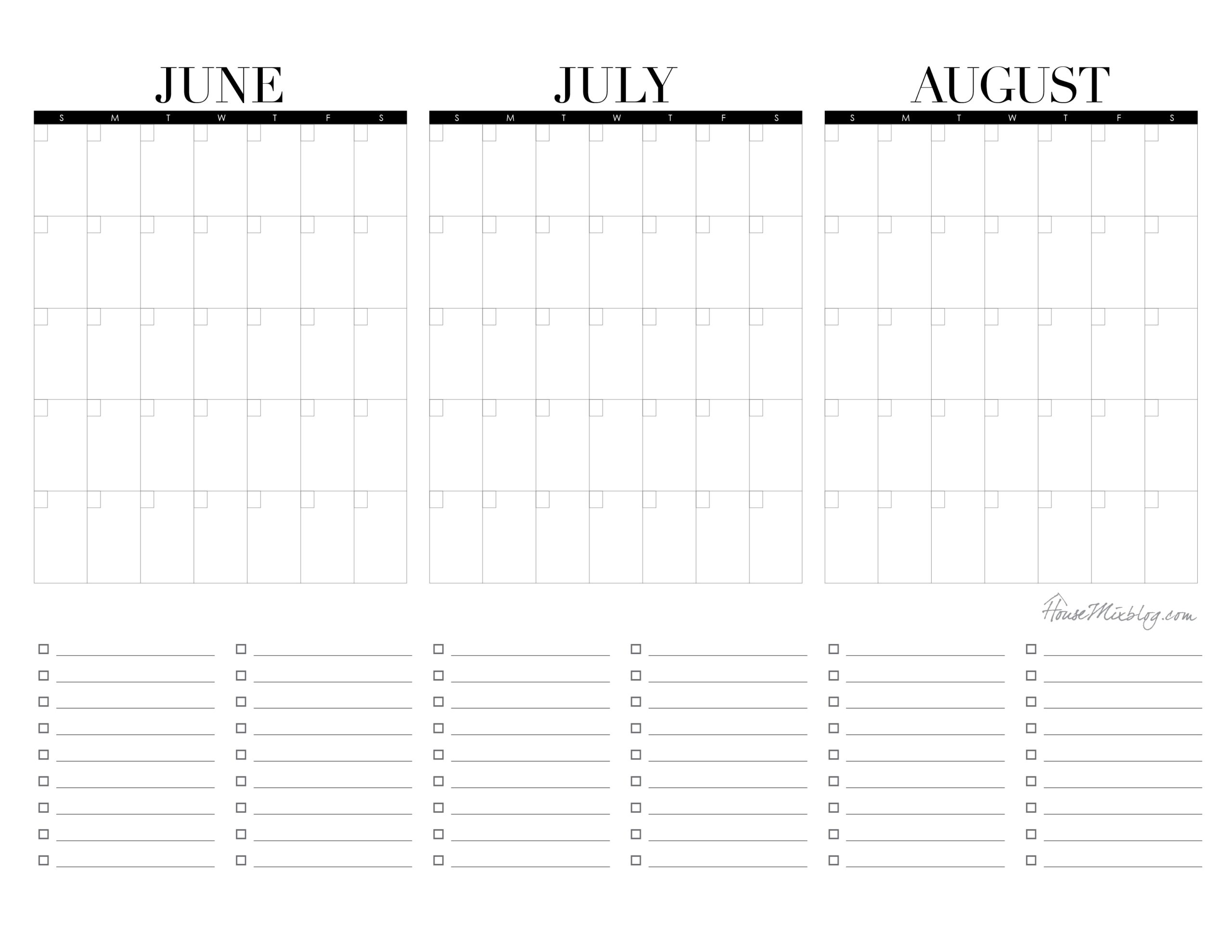 Blank Printable Calendar 3 Month
