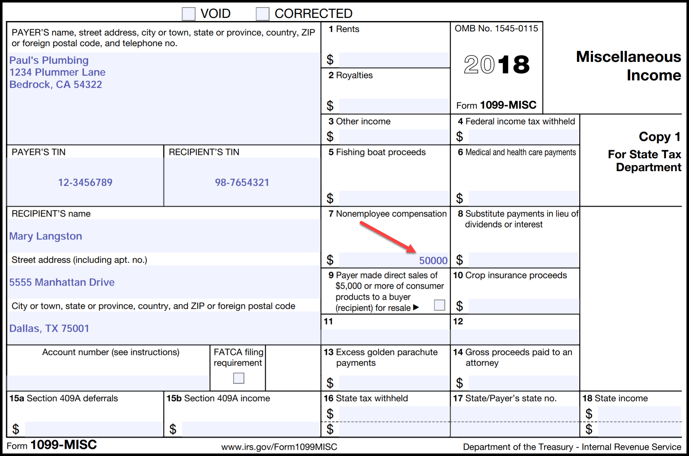 Printable Blank 1099 Form