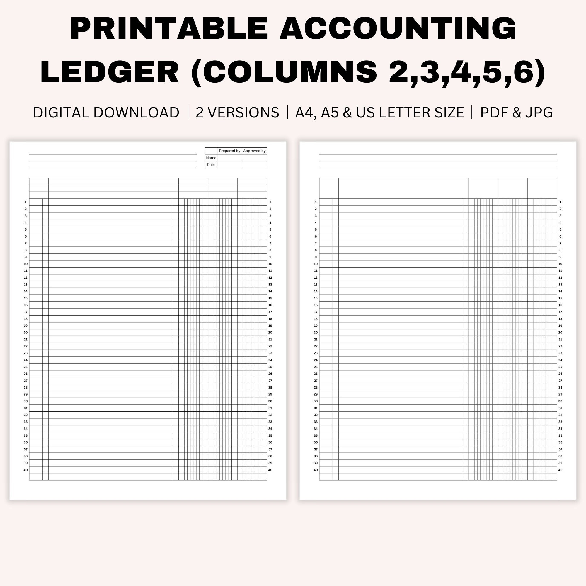 Printable Ledger Blank Form