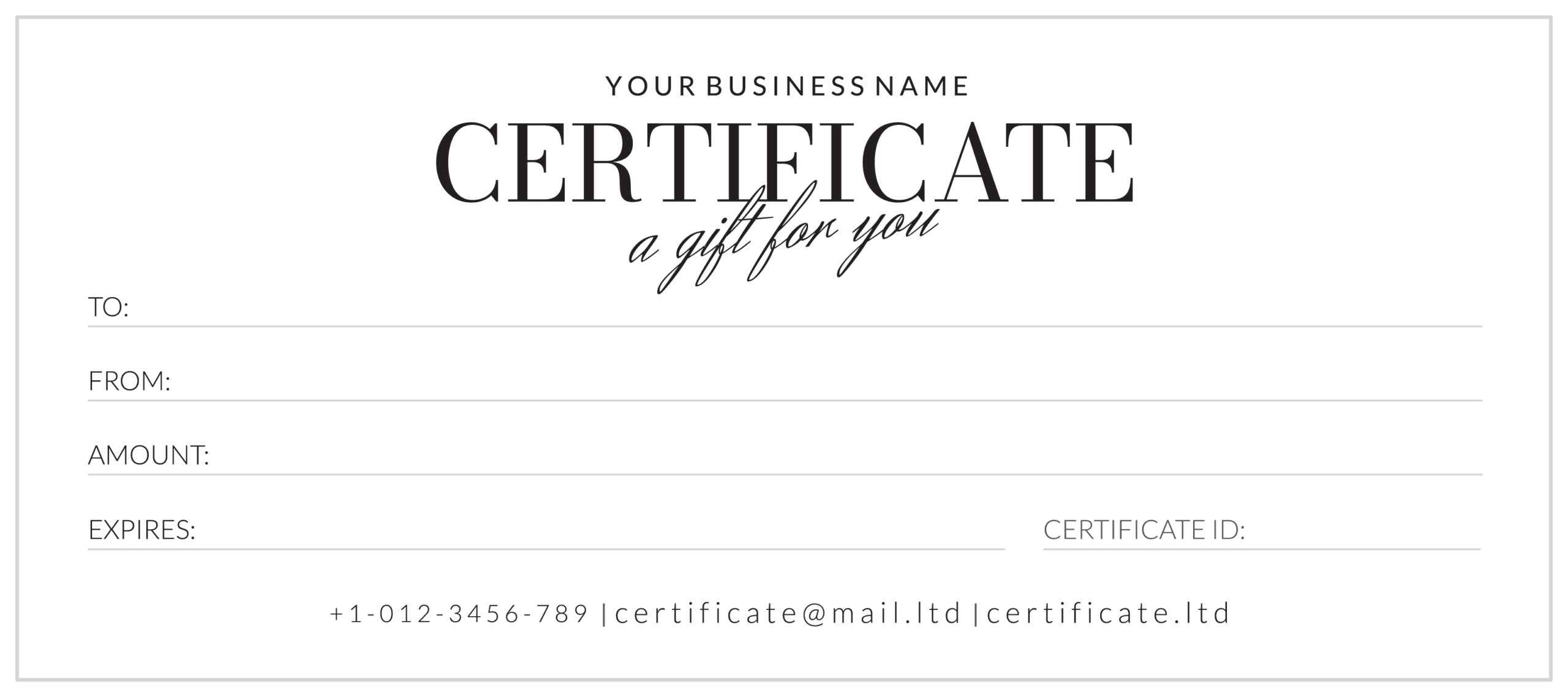 Gift Certificate Blank Template Printable