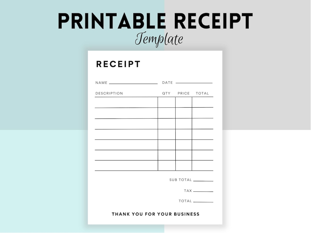 Blank Printable Receipt Form