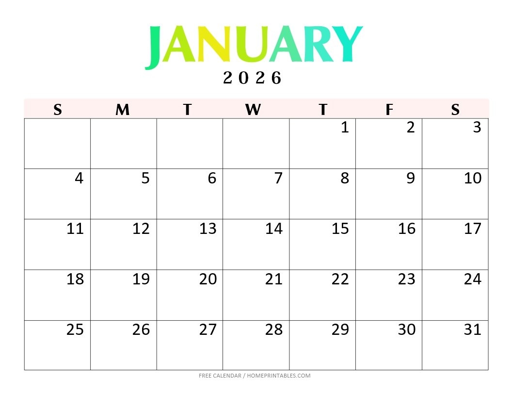 2026 Printable Calendar Blank On Top