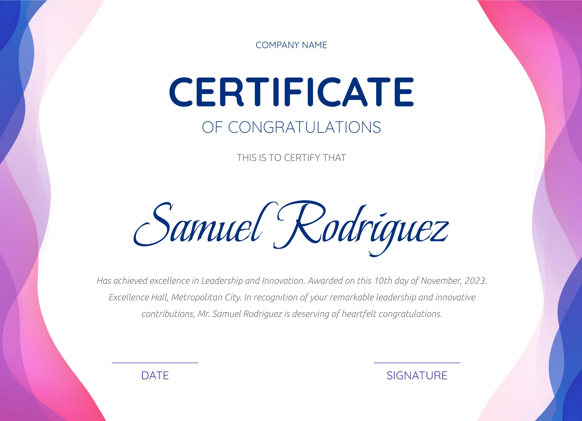 Blank Congratulations Certificate Template Printable