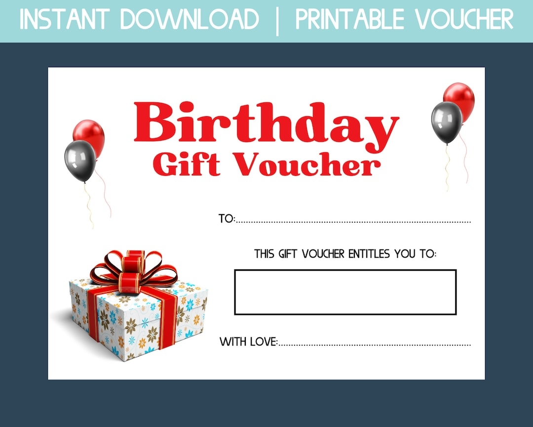 Birthday Gift Certificate Blank Template Printable