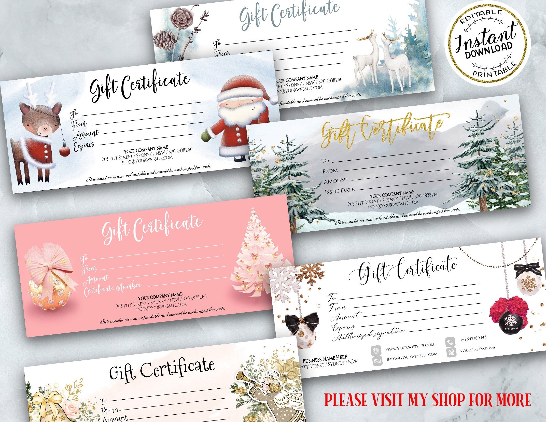 Printable Gift Certificate Modern Gift Certificate Template Editable Gift Voucher ADD YOUR LOGO Gift Card Template Simple Certificate Etsy
