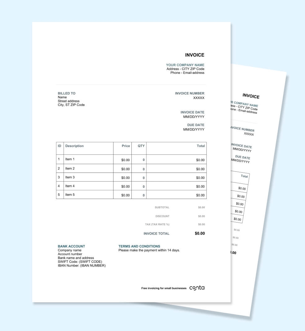 Free Printable Blank Invoice Template