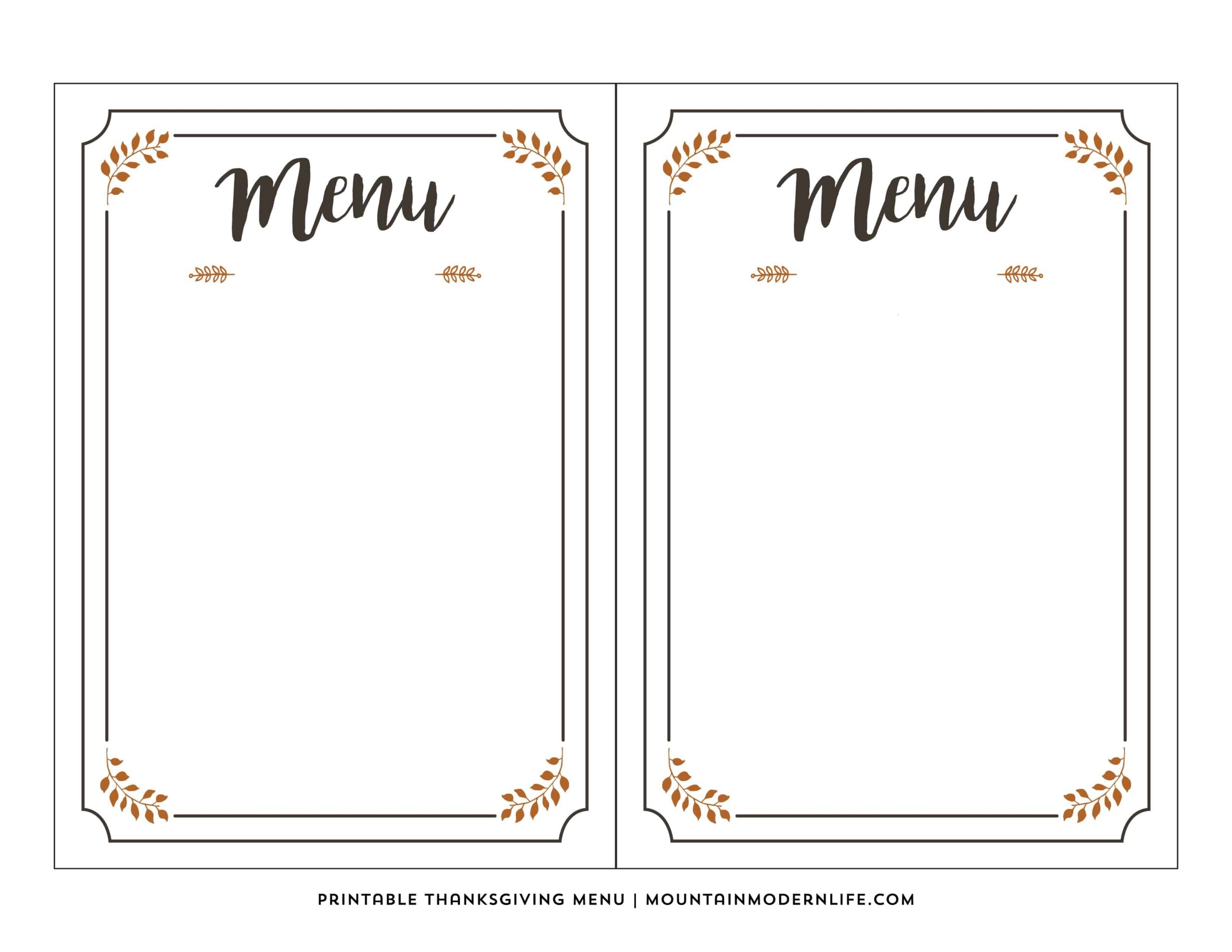 Printable Menu 2025