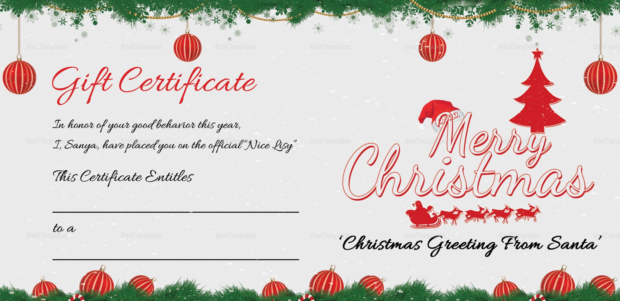 Printable Blank Gift Certificates