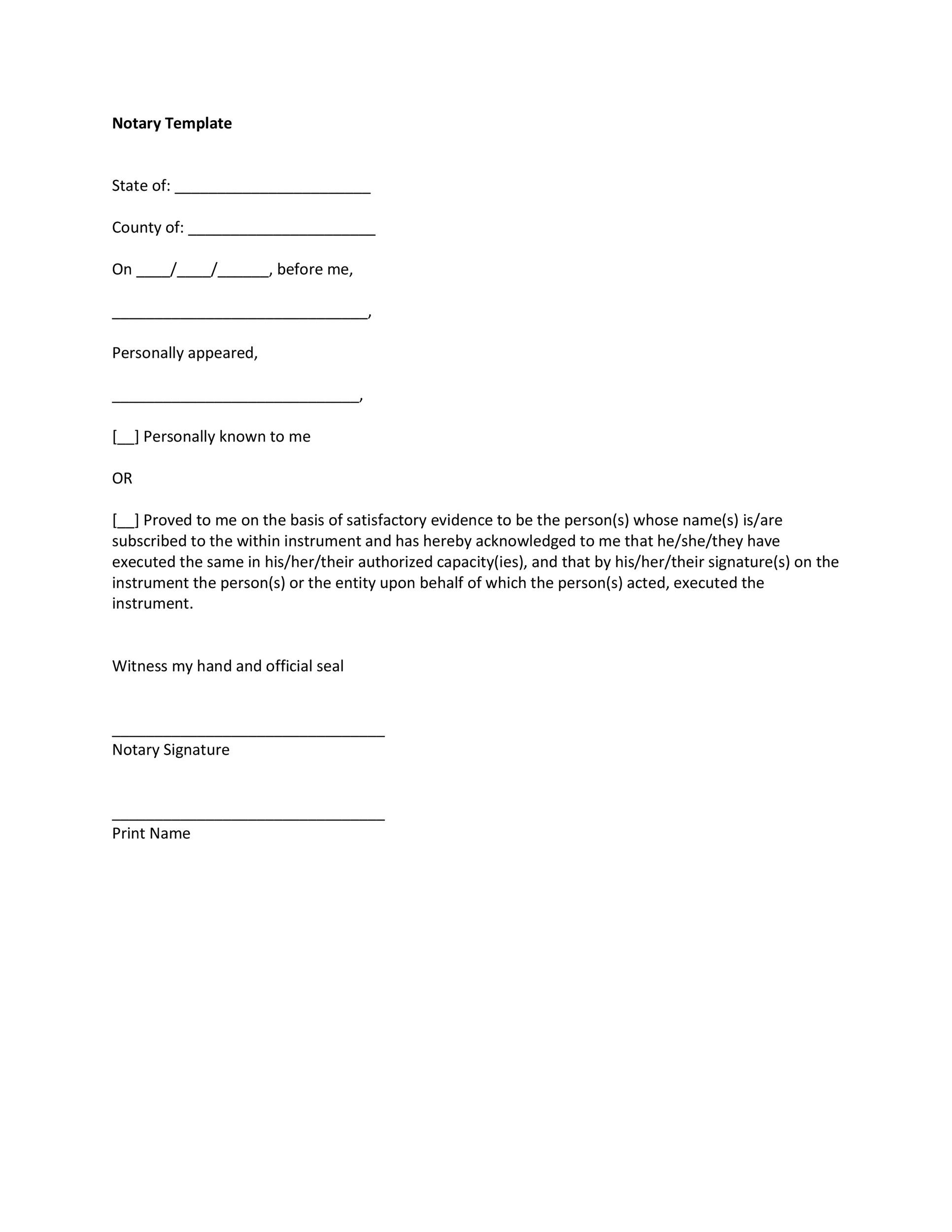 Printable Notary Form Printable Party Favors