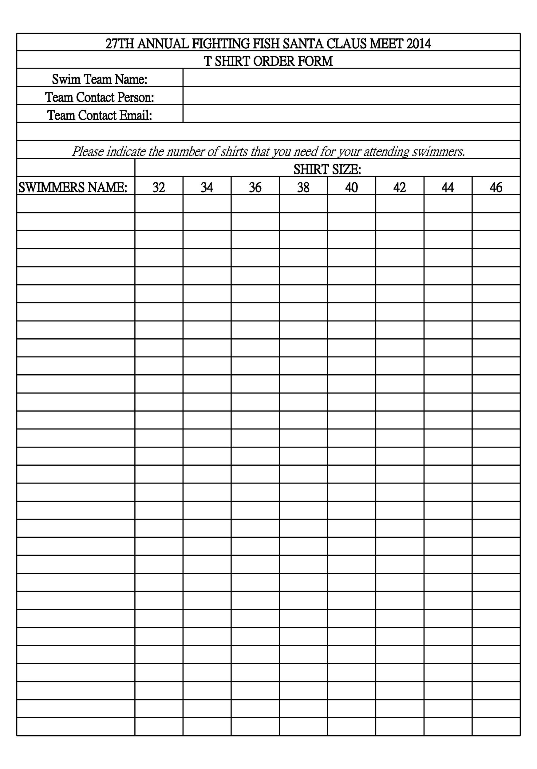 Printable Order Form Printable Party Favors
