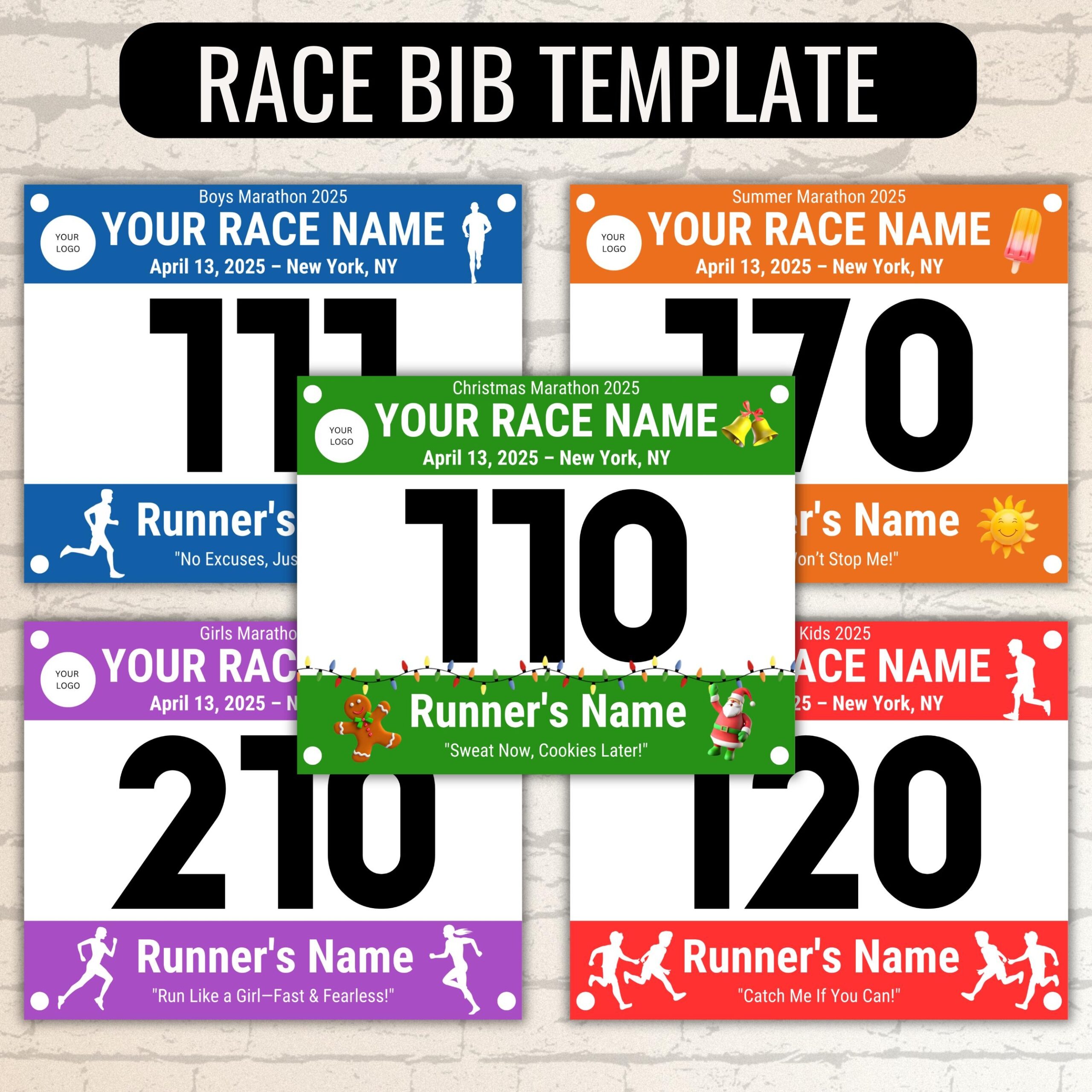 Printable Race Bib Template Custom Race Bib Racing Bib Running Race Bib Templates Bundle Racing Canva Template Running Bib Template Etsy