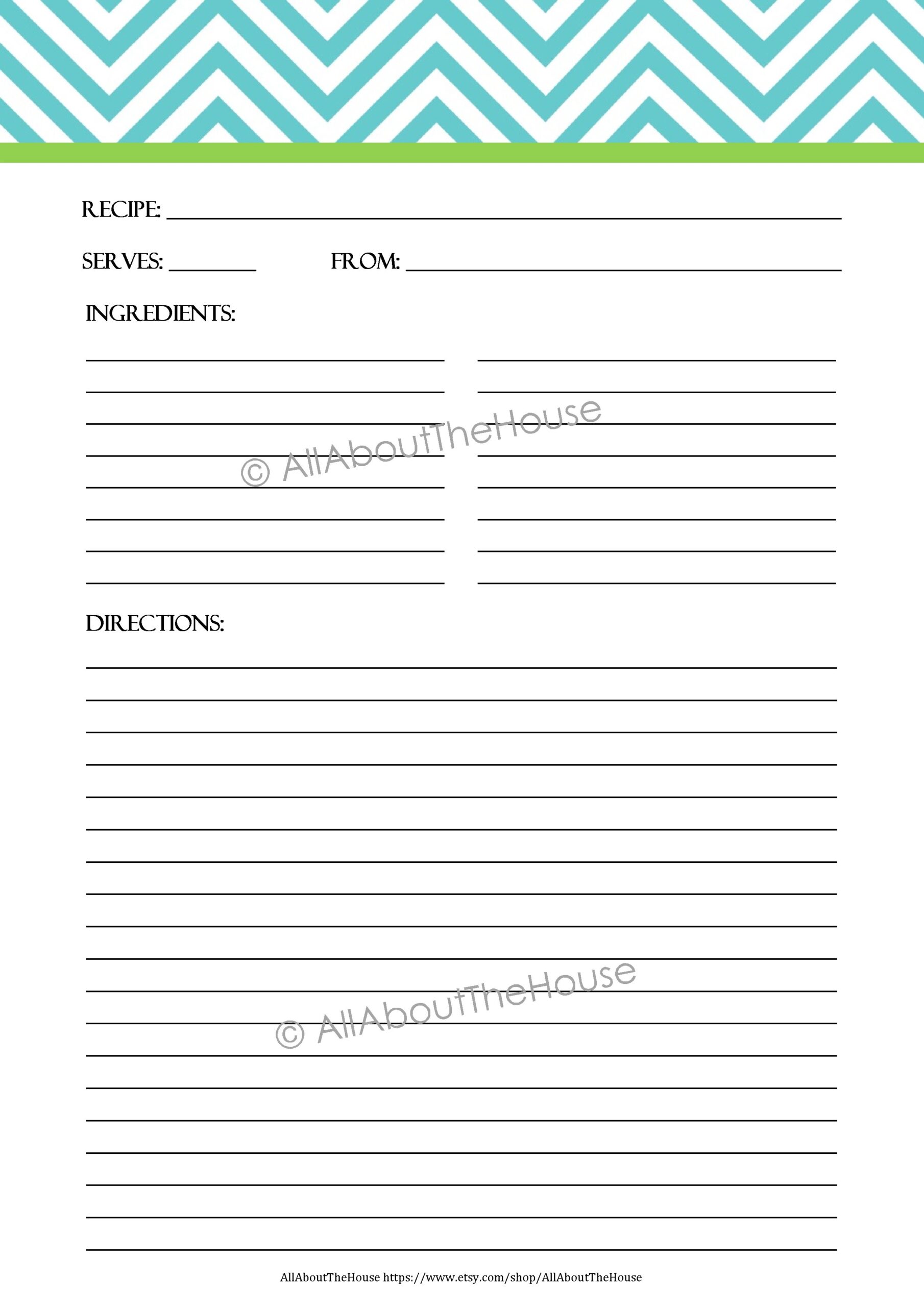 Free Printable Blank Recipe Sheets