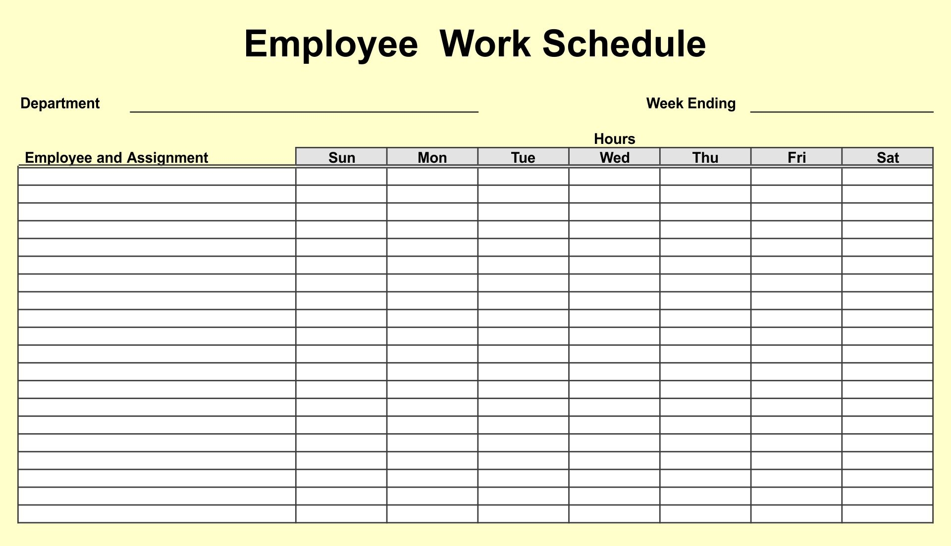 Blank Spreadsheet Template Printable