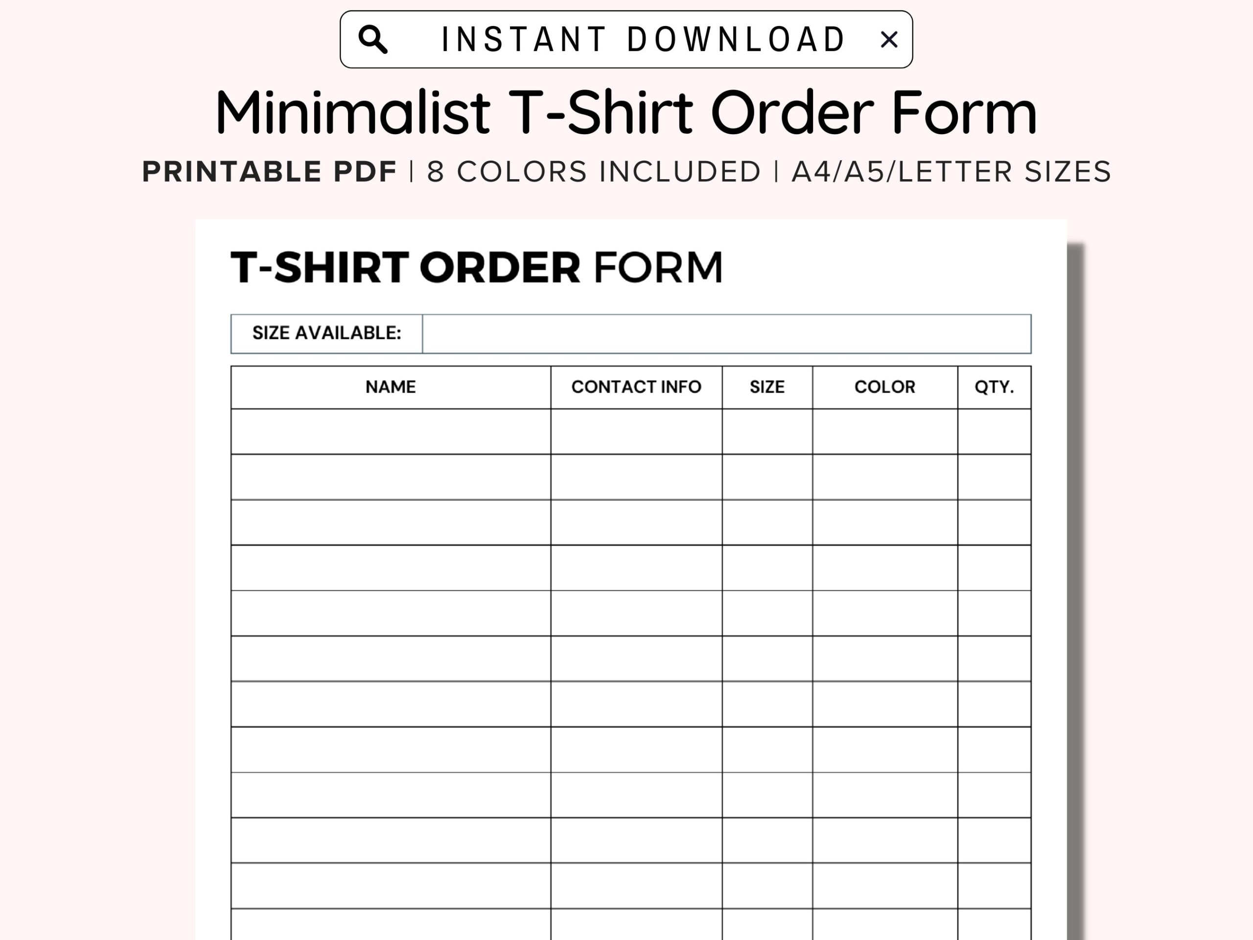 Printable T Shirt Order Form Template Editable Order Form Customizable T Shirt Order Form Small Business Sales Log Instant Download PDF Etsy Printable T Shirt Order Form Template Editable Order Form Customizable T Shirt Order Form Small Business Sales Log Instant Download PDF Etsy