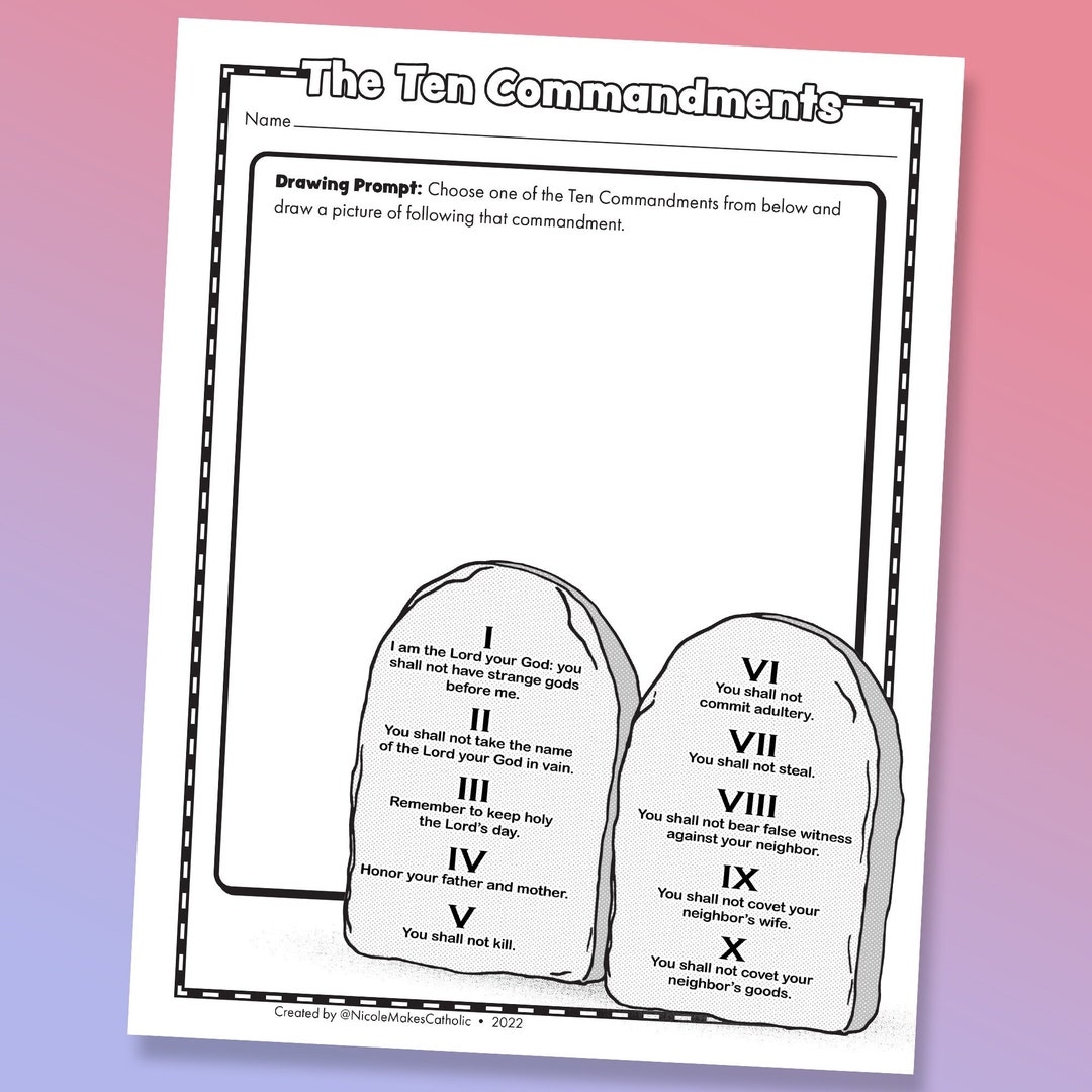 Printable Ten Commandments Worksheet Digital Download Etsy