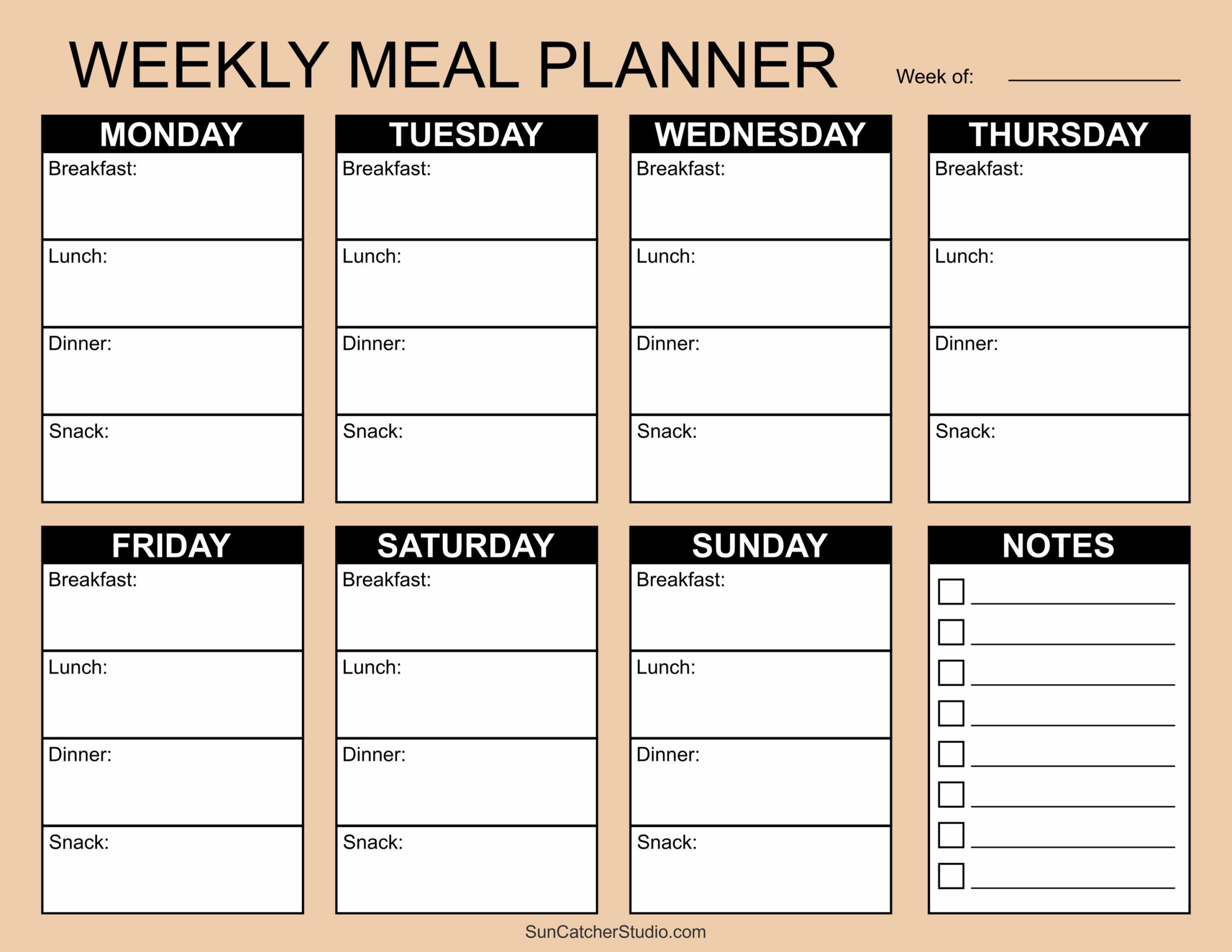 Printable Weekly Menu Template Printable Party Favors Printable Weekly Menu Template Printable Party Favors