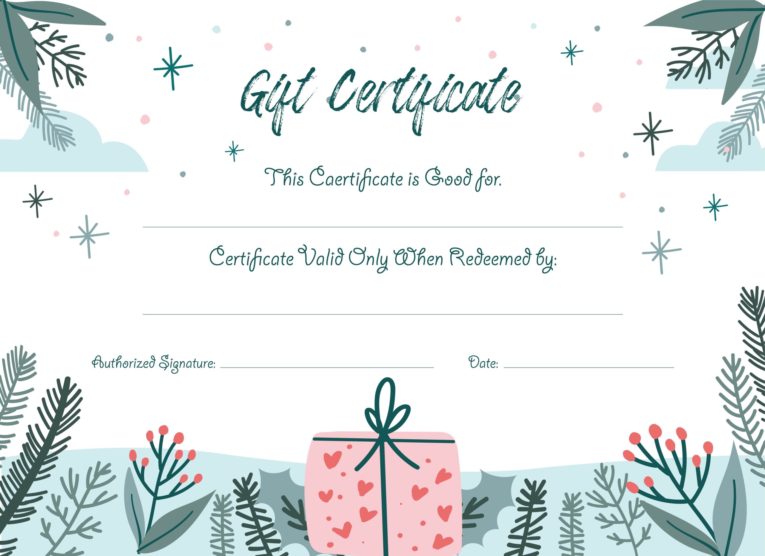Free Blank Christmas Gift Certificates Printable