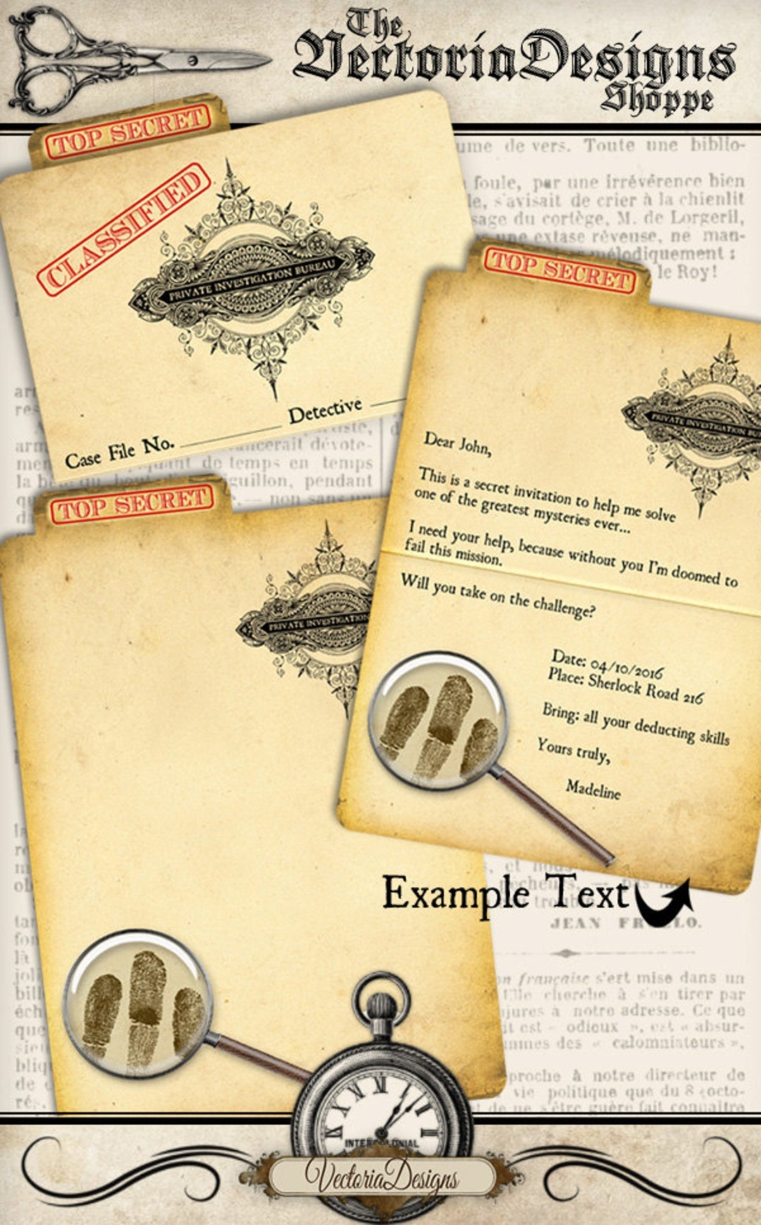 Private Investigator Detective Party Invitation Printable Diy Add Text Paper Crafting Instant Download Digital Sheet 001308 Etsy