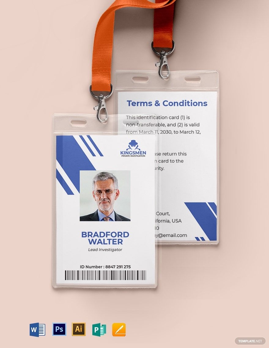 Private Investigator ID Card Template In PSD Word Pages Publisher Illustrator Download Template
