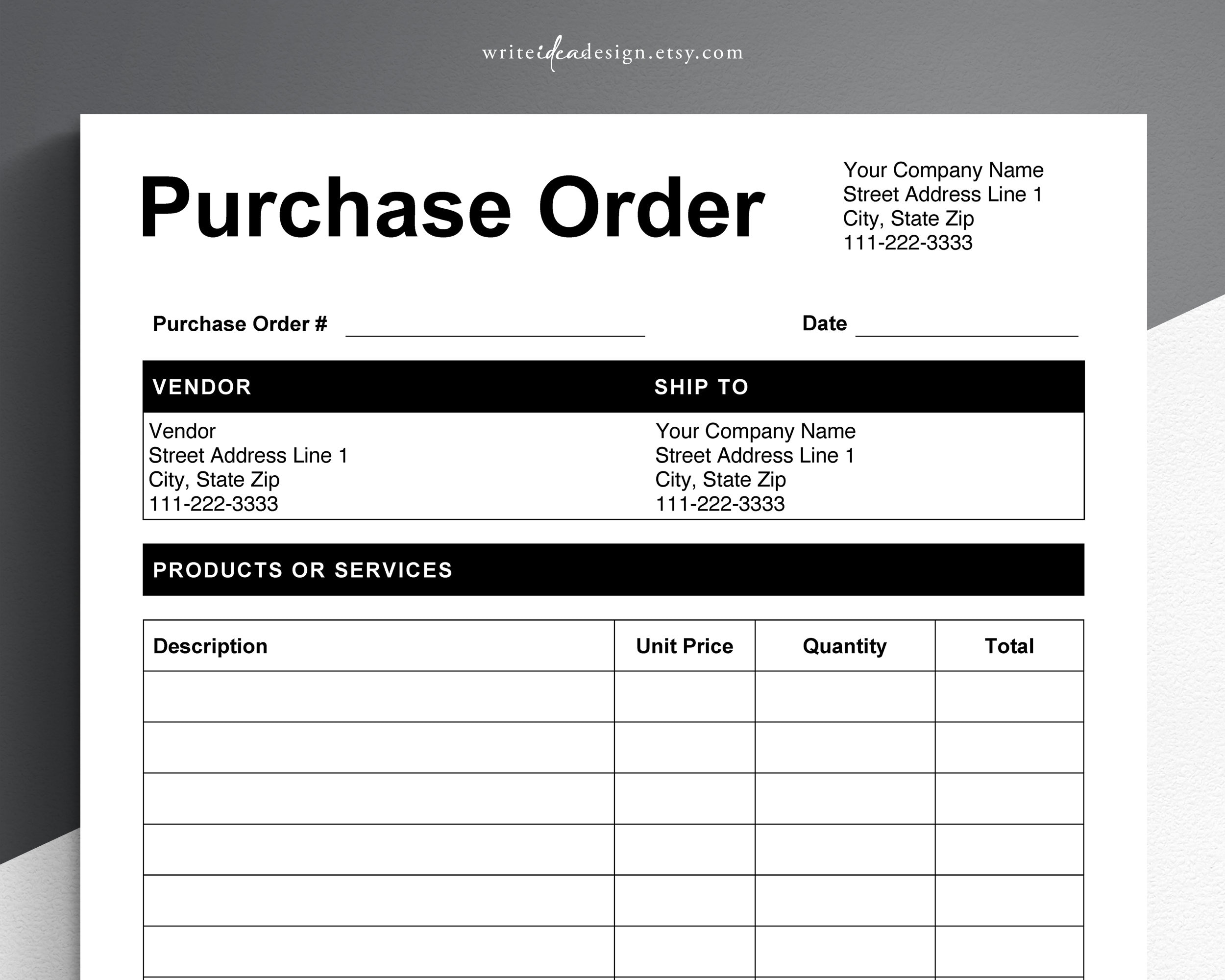 Printable Blank Purchase Order Form Printable Blank Purchase Order Form