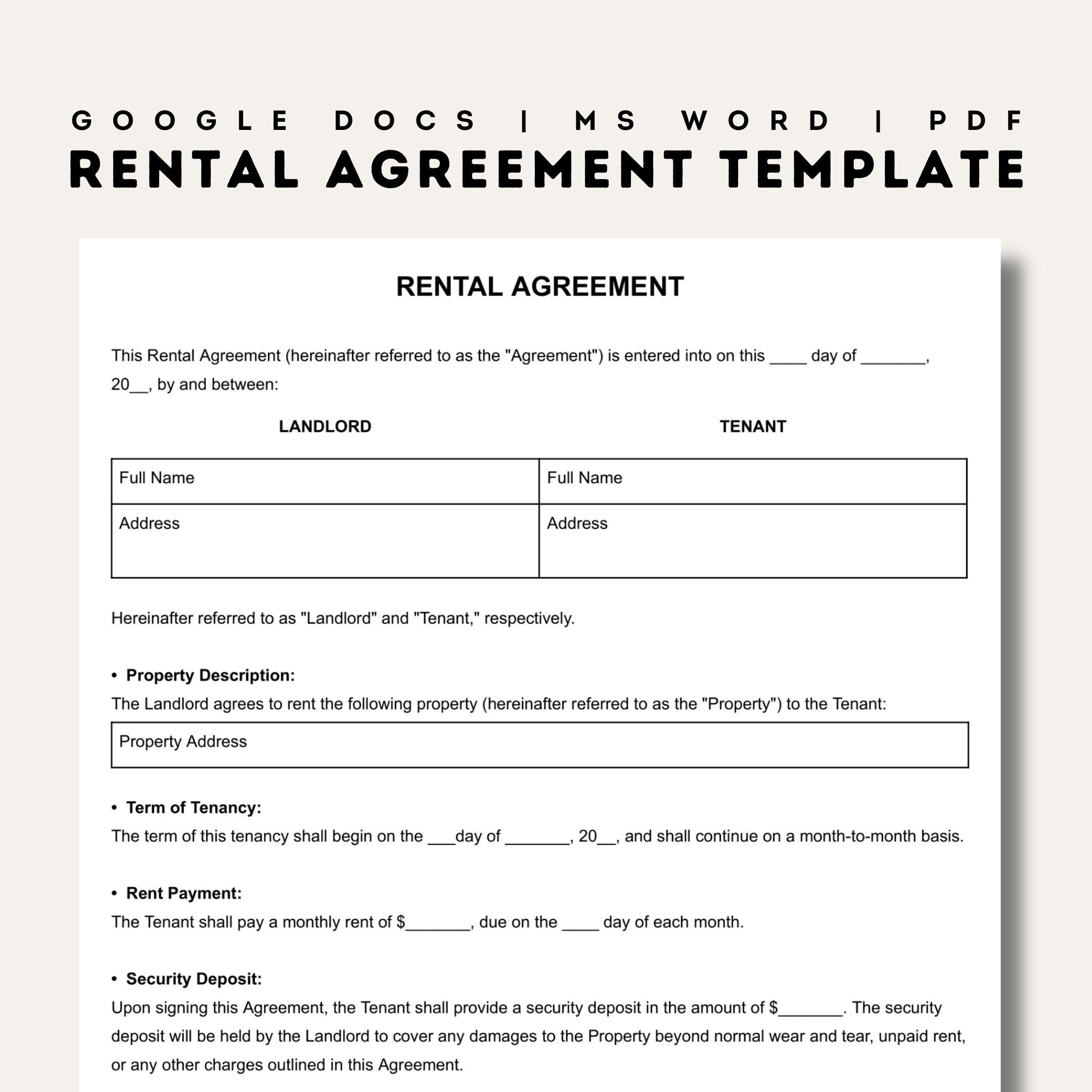 Blank Lease Agreement Printable