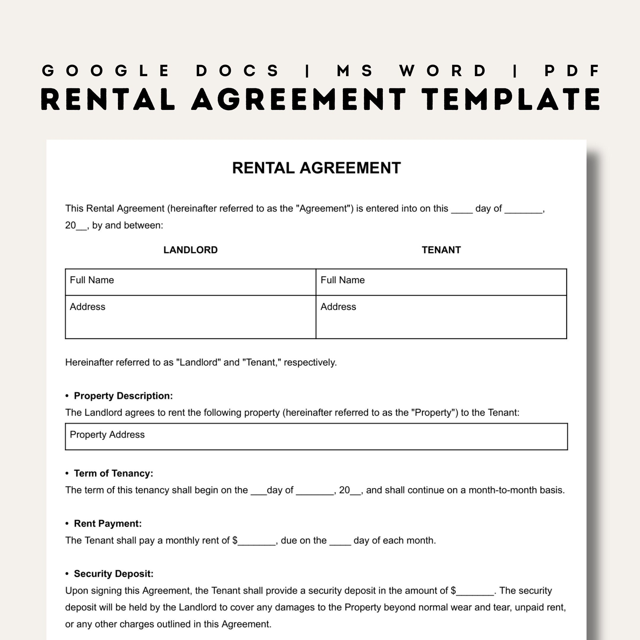 Free Blank Printable Tenant Lease Agreement Free Blank Printable Tenant Lease Agreement