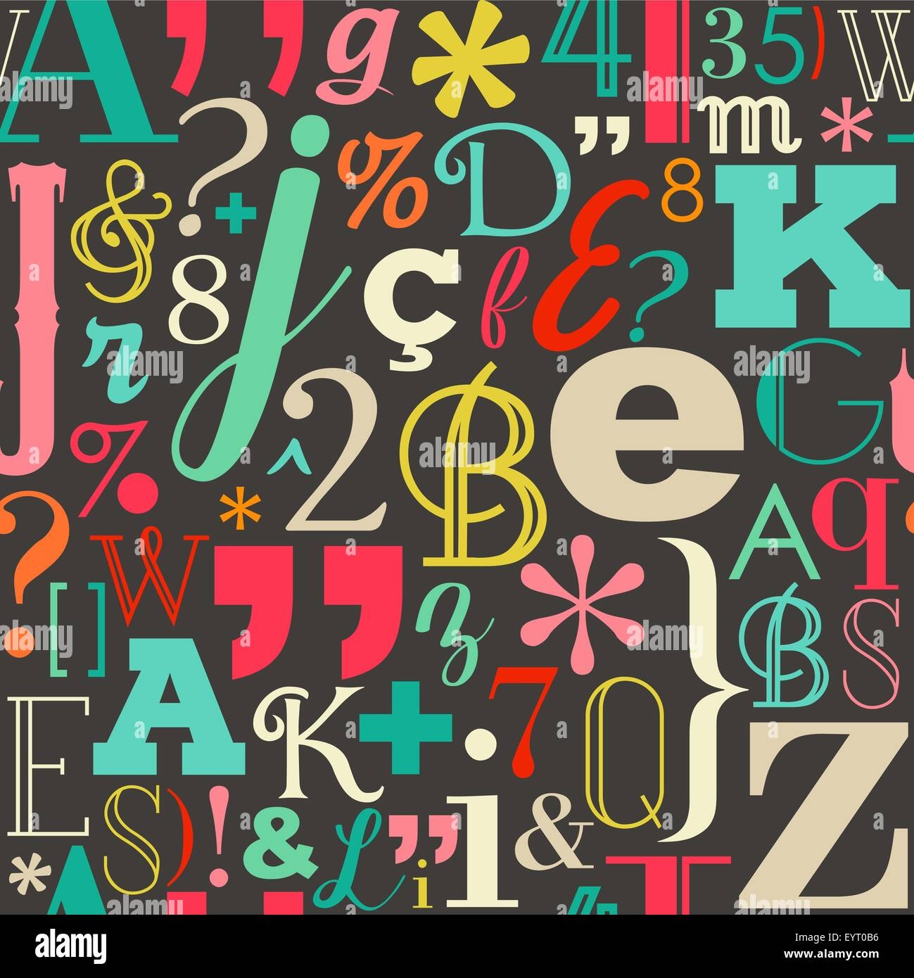 Retro Color Letters Seamless Pattern Background Ideal For Fabric Print Poster Wrapping Paper And Book Cover Design Stock Vector Image Art Alamy