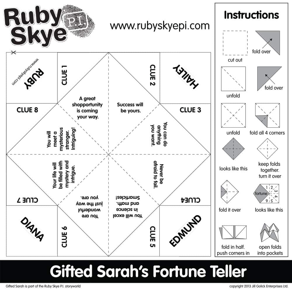 Ruby Skye P I Cootie Catcher Printables Play CBC Parents Ruby Skye P I Cootie Catcher Printables Play CBC Parents