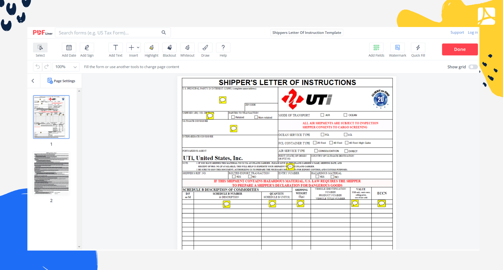 Shipper s Letter Of Instruction PDFLiner Shipper s Letter Of Instruction PDFLiner