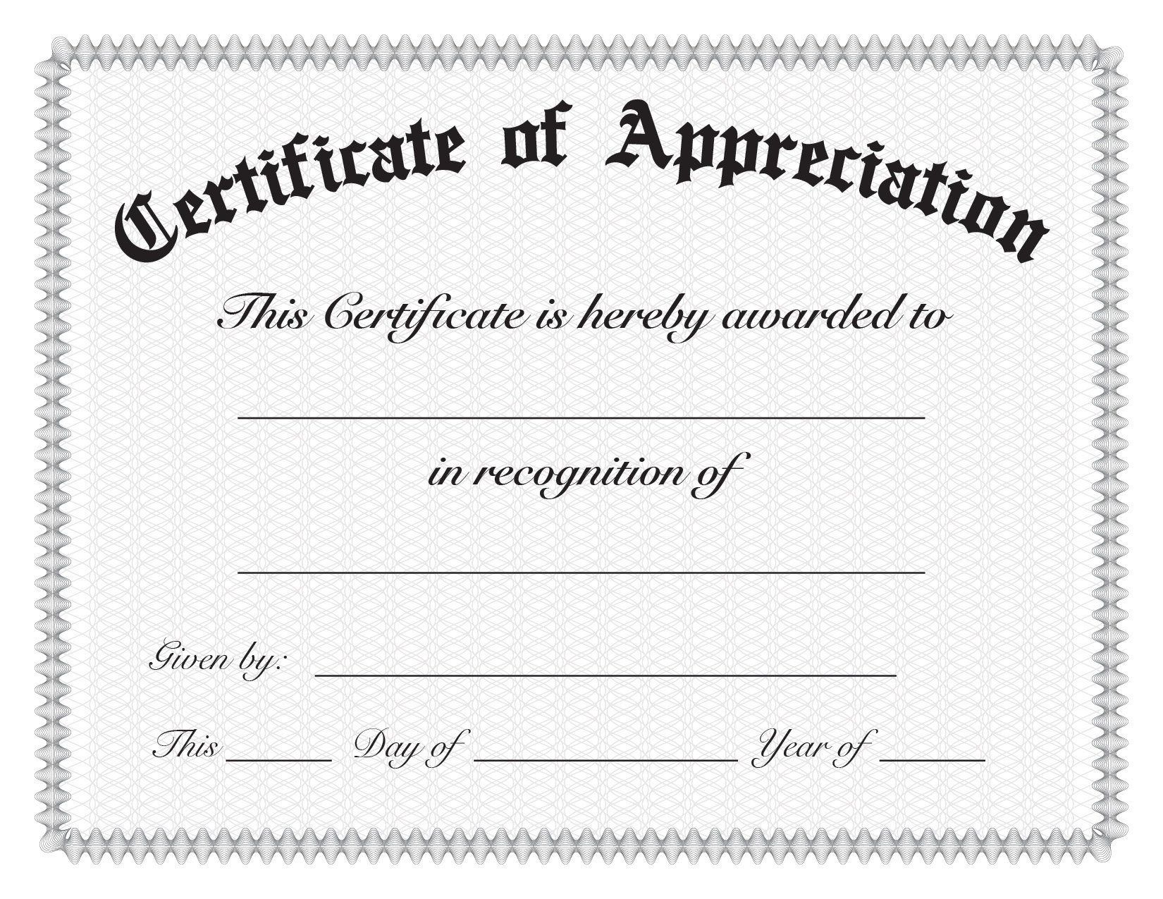 Simple Certificate Of Appreciation Etsy