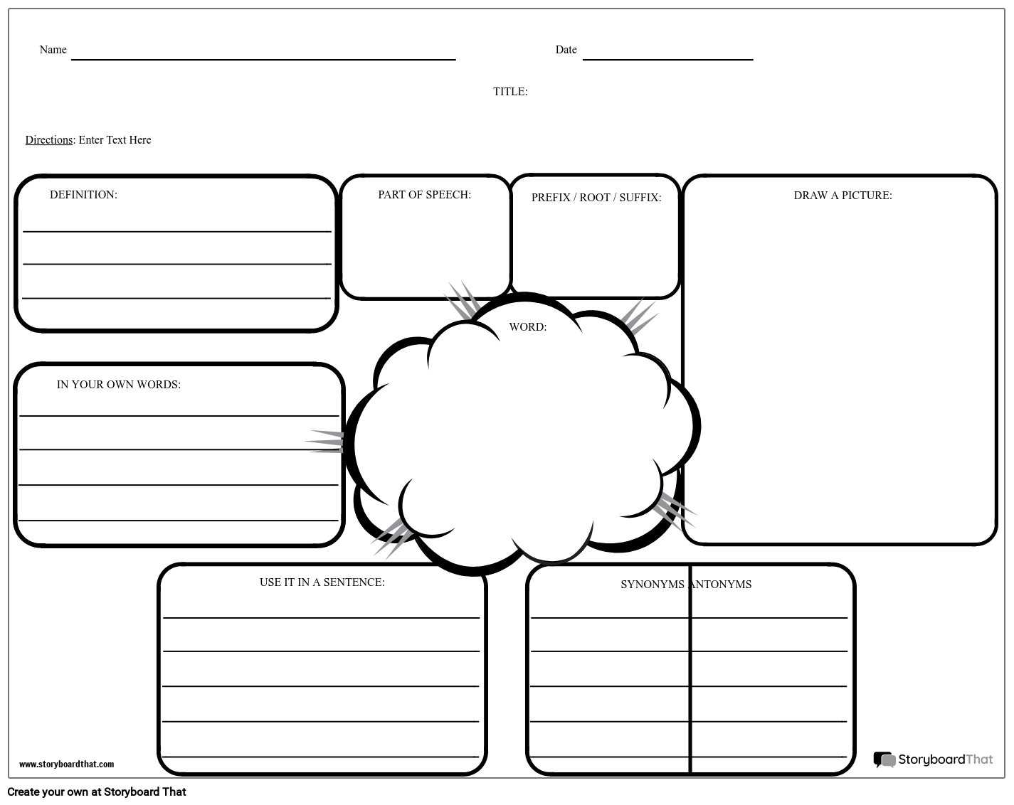 Storyboard That Free Vocabulary Worksheet Templates