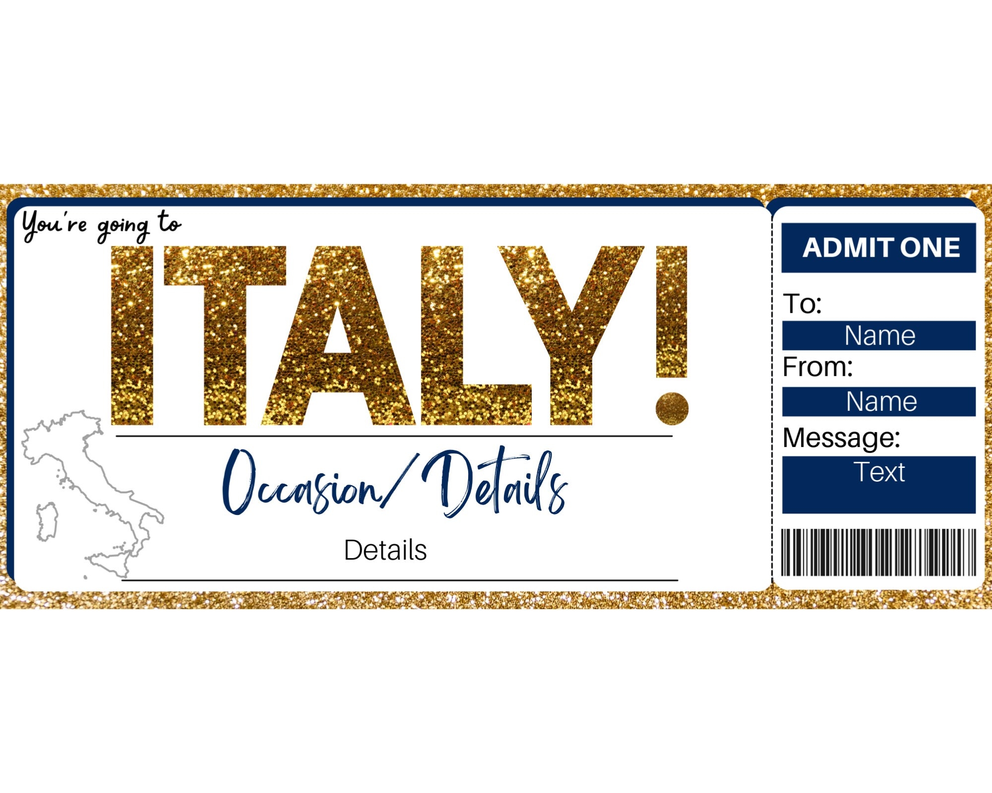 Surprise Trip To Italy Italy Boarding Pass Italy Ticket Italy Vacation Italy Trip Italy Gifts Italy Passport Italy Card Printable Etsy