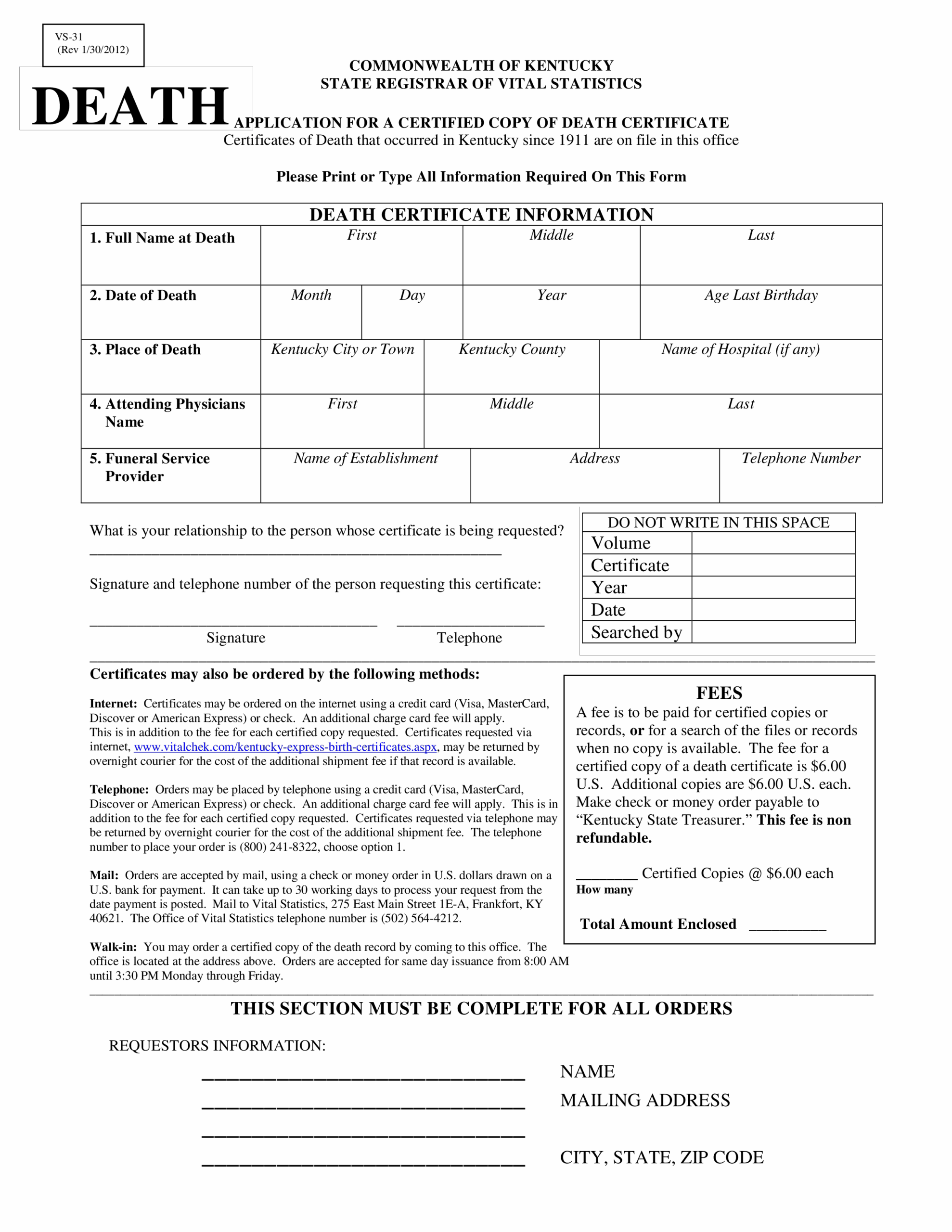 T l charger Gratuit Fillable Death Certificate