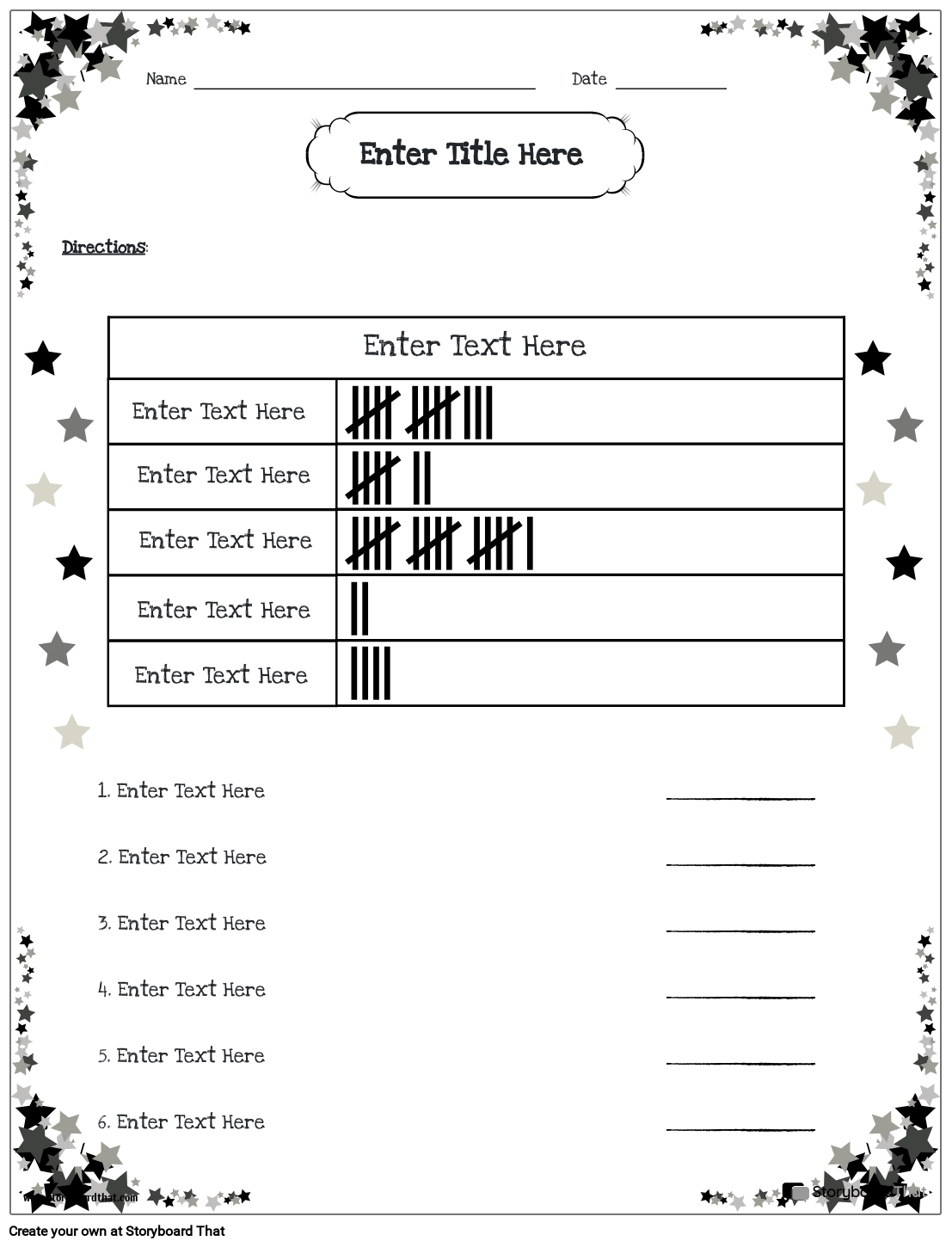 Printable Blank Tally Chart Template