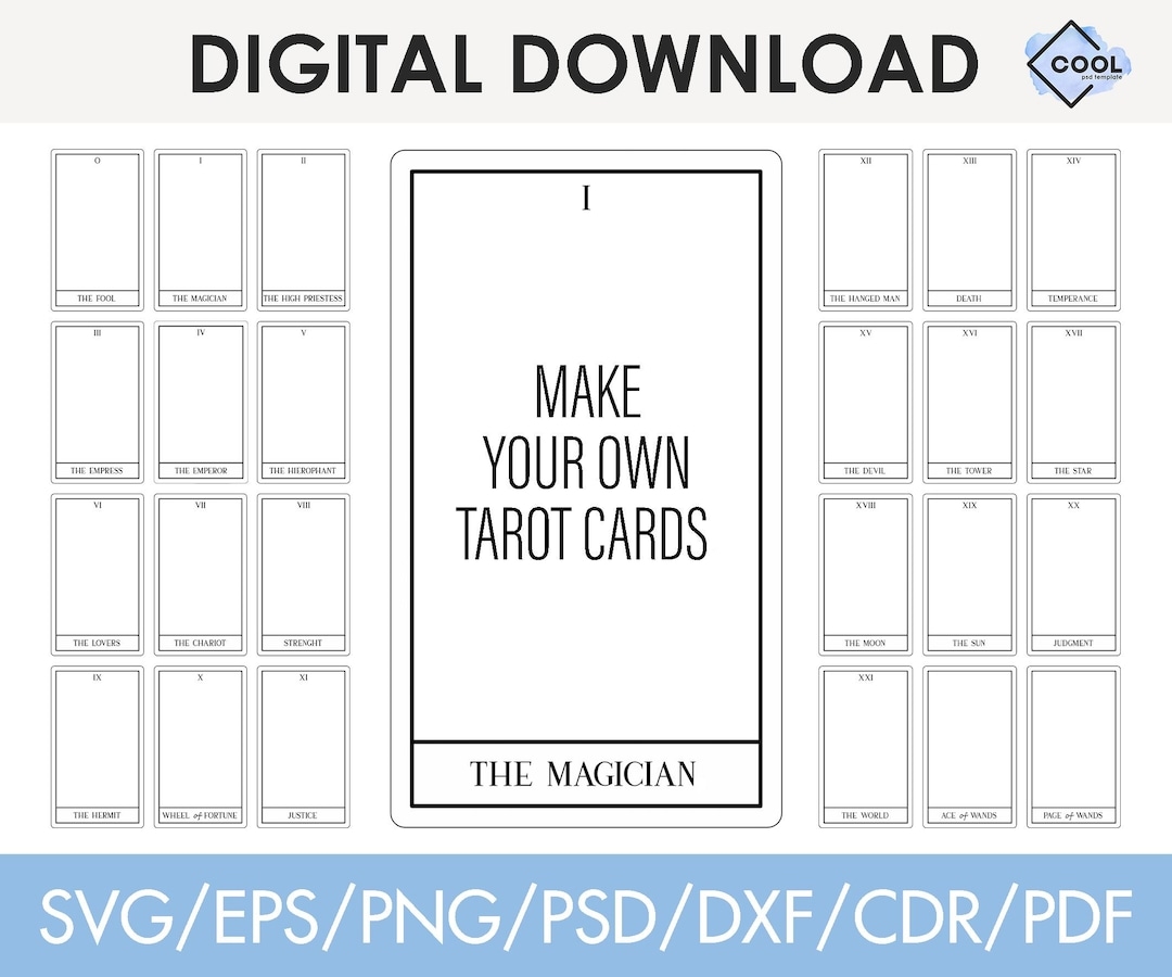 Tarot Cards Template With Blank Middle Custom Diy Editable Svg Png Cricut Glowforge Silhouette Instant Download Etsy