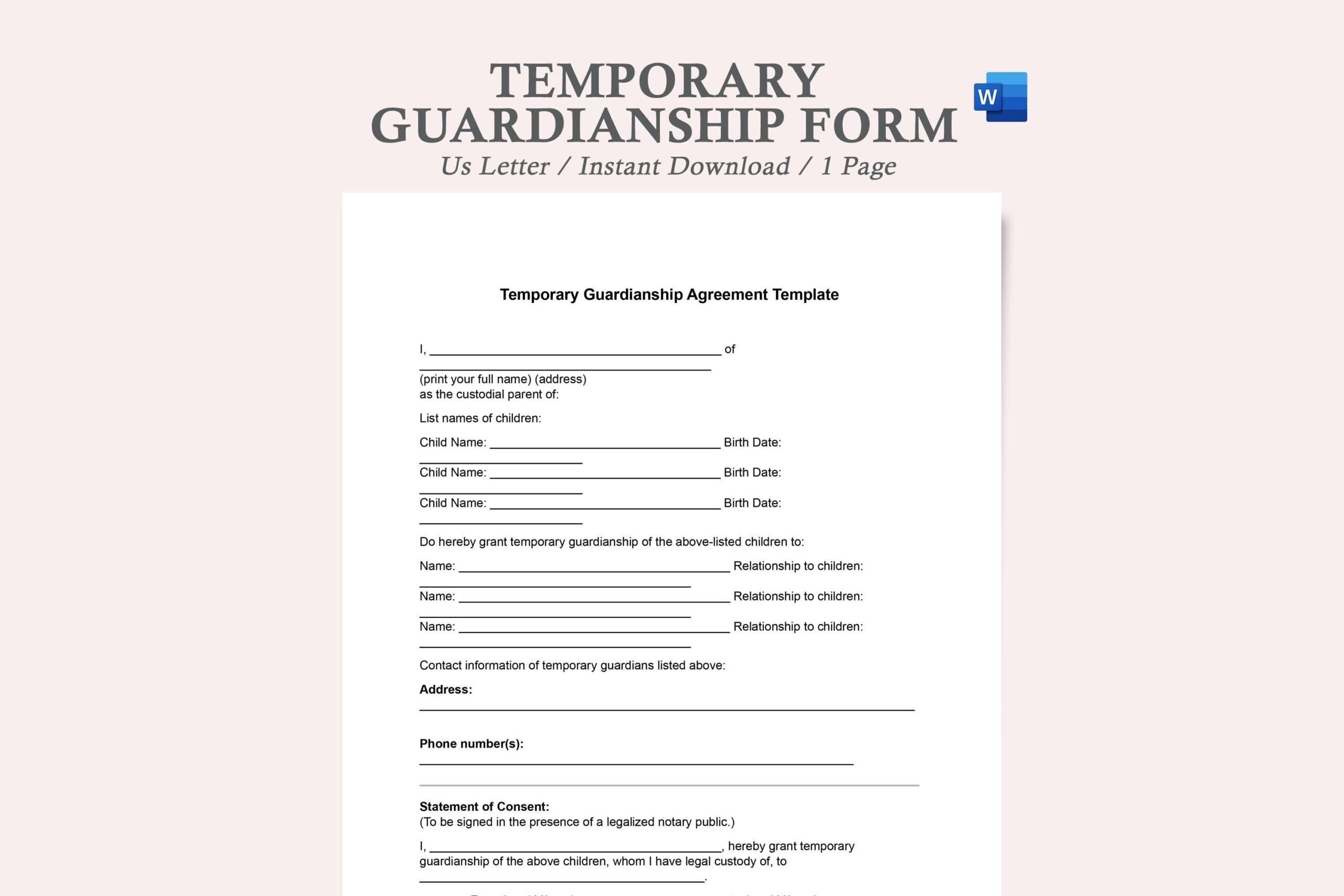 Printable Blank Temporary Guardianship Forms