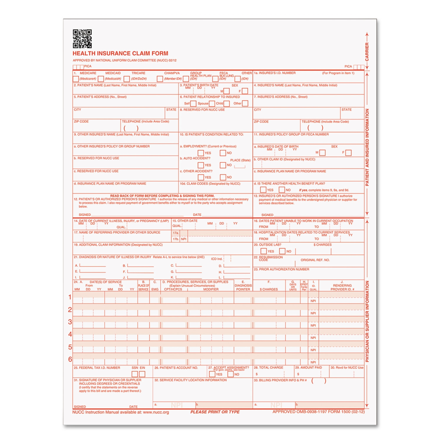 Blank Ub04 Claim Form Printable