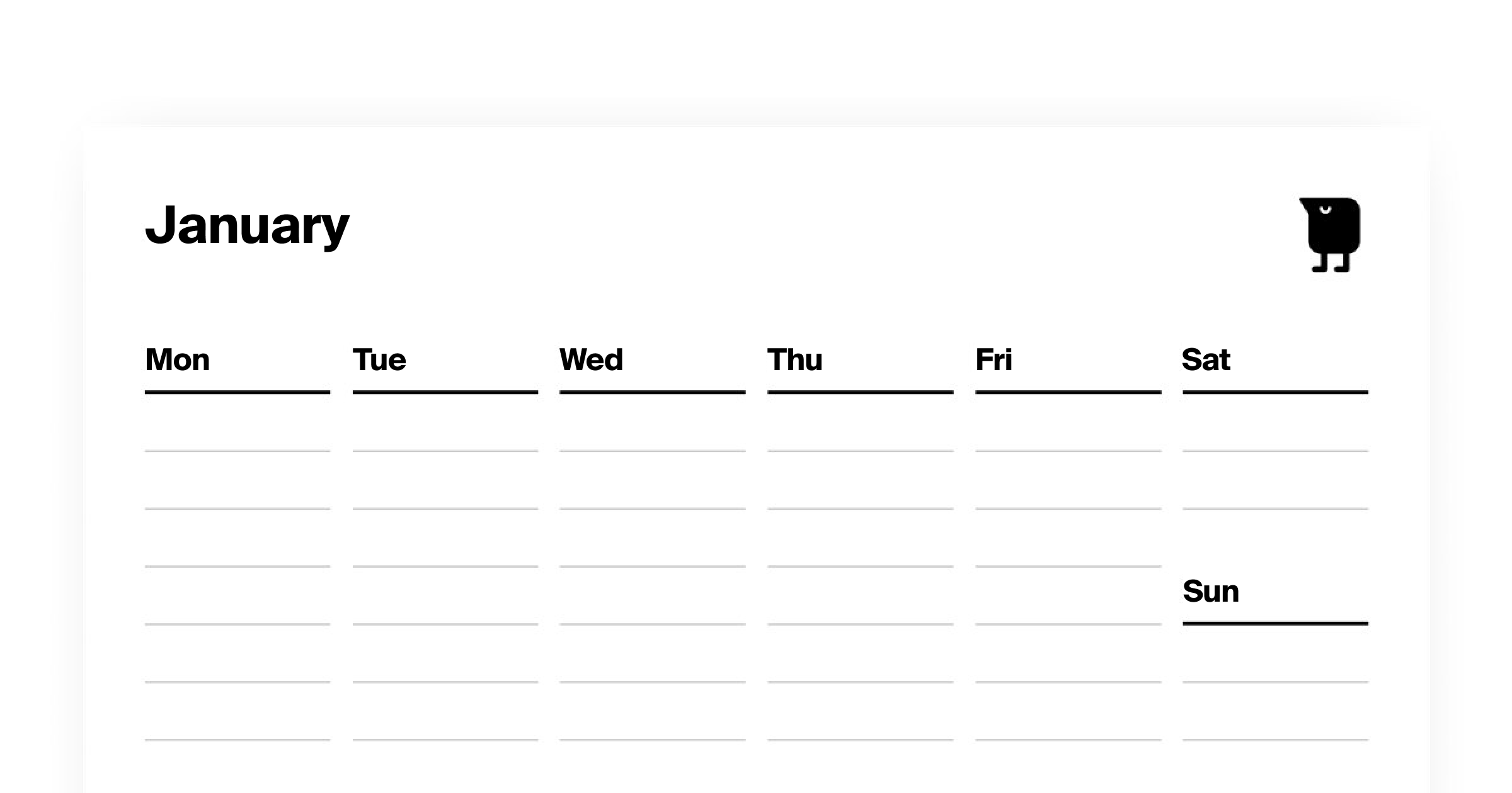 Printable Blank Week Calendar