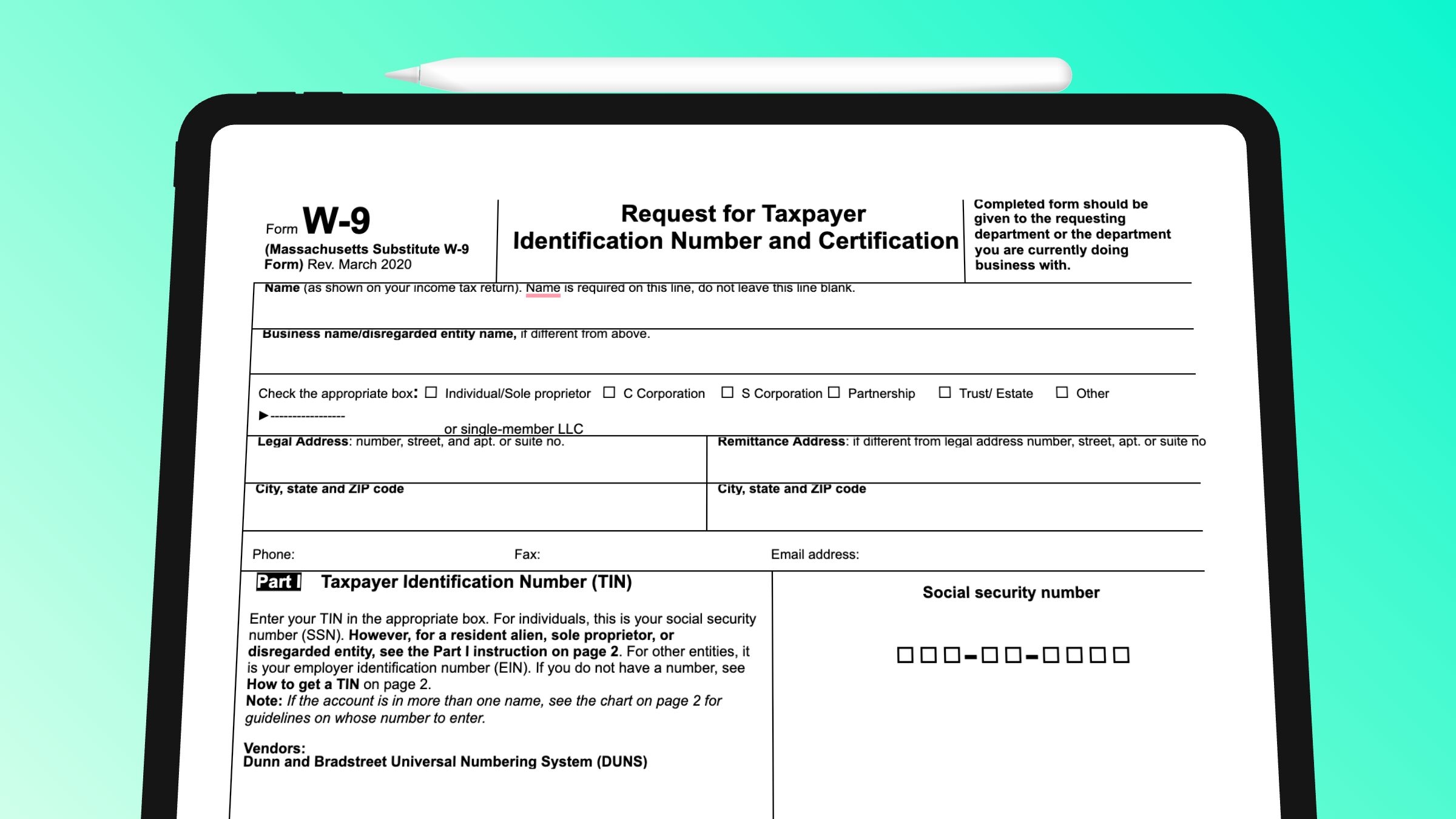Blank W9 Form Printable Free