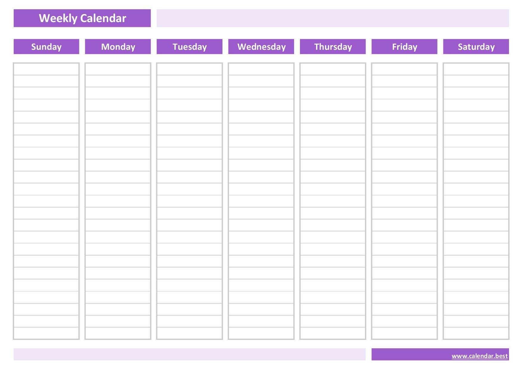 Blank Weekly Calendar Printable
