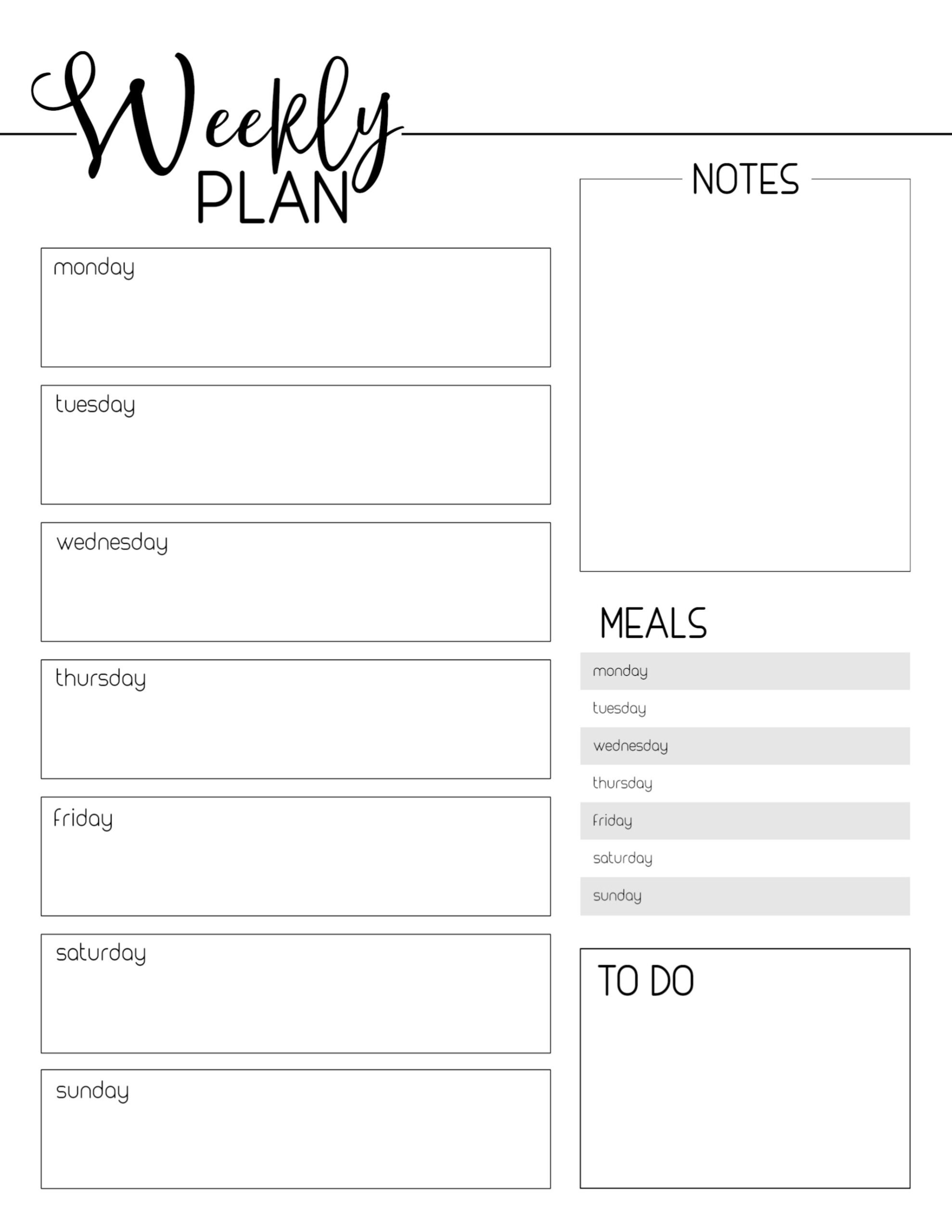 Free Printable Blank Weekly Schedule