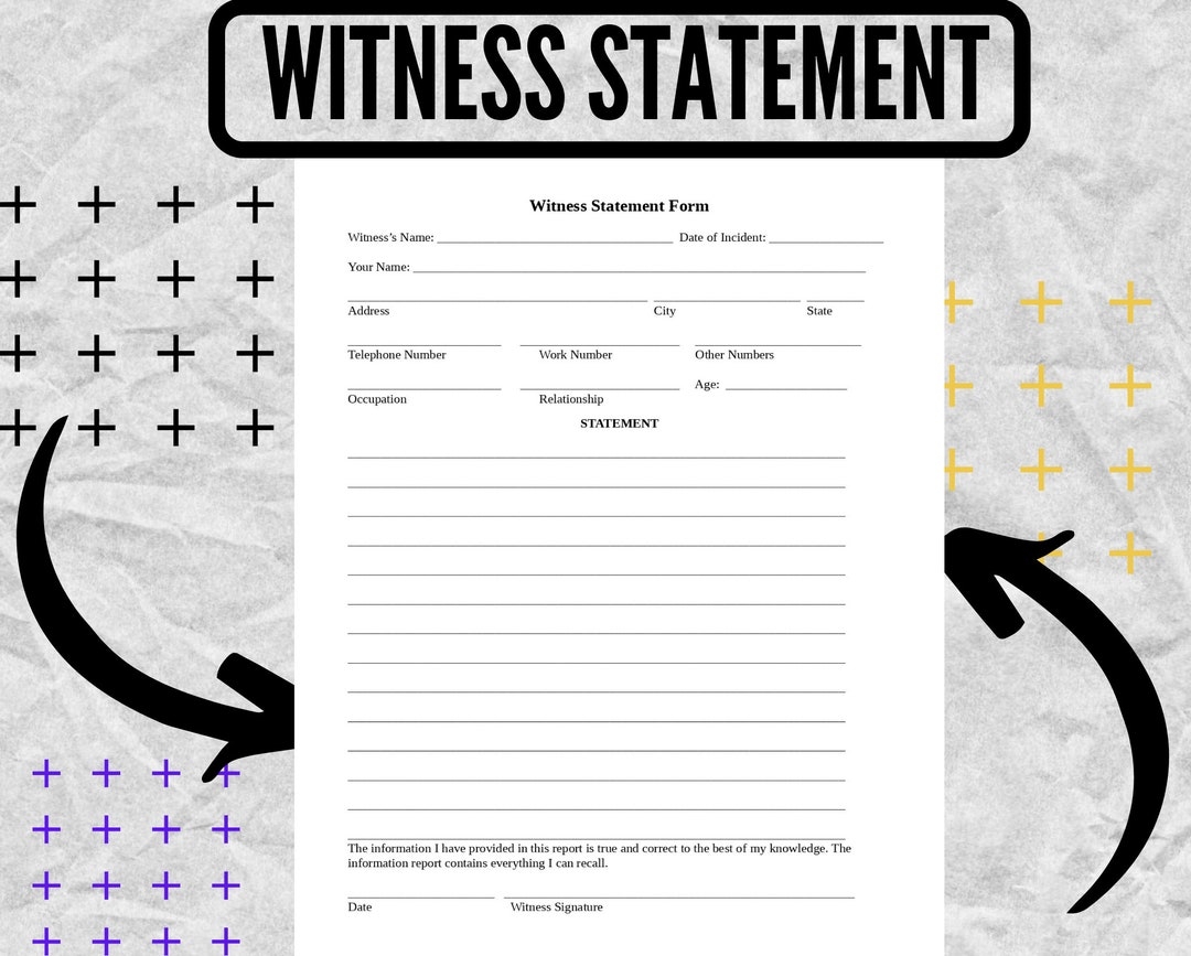 Printable Blank Witness Statement Form