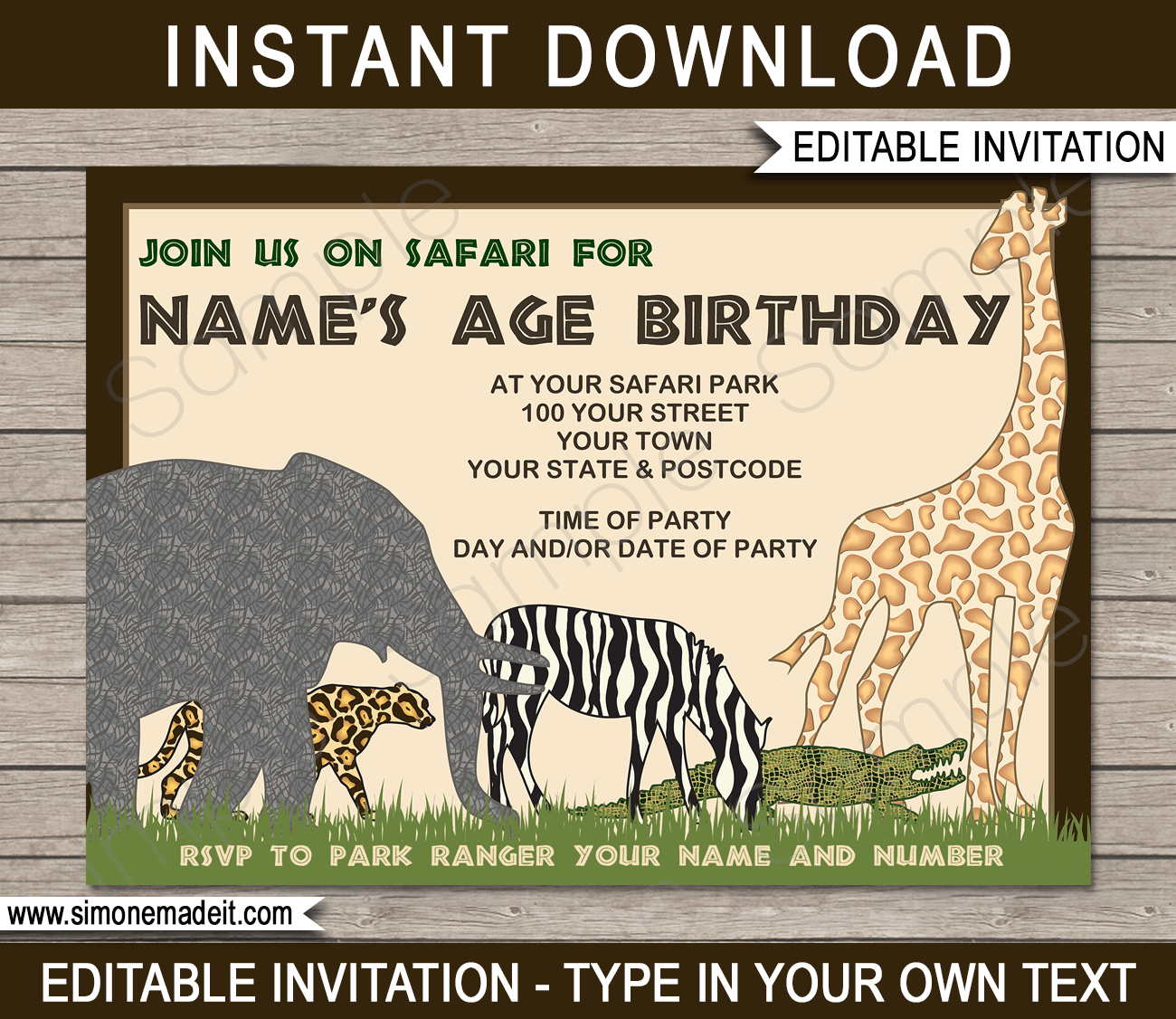 Free Printable Blank Safari Invitation Template Free Printable Blank Safari Invitation Template